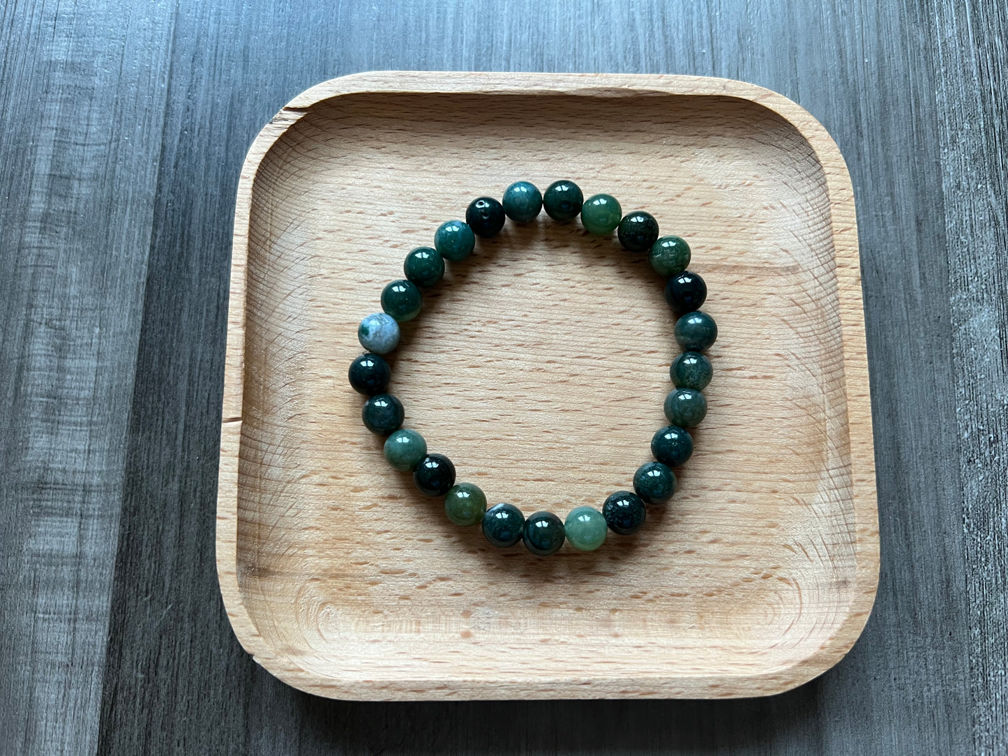 Moss Agate Bracelet - 8 mm