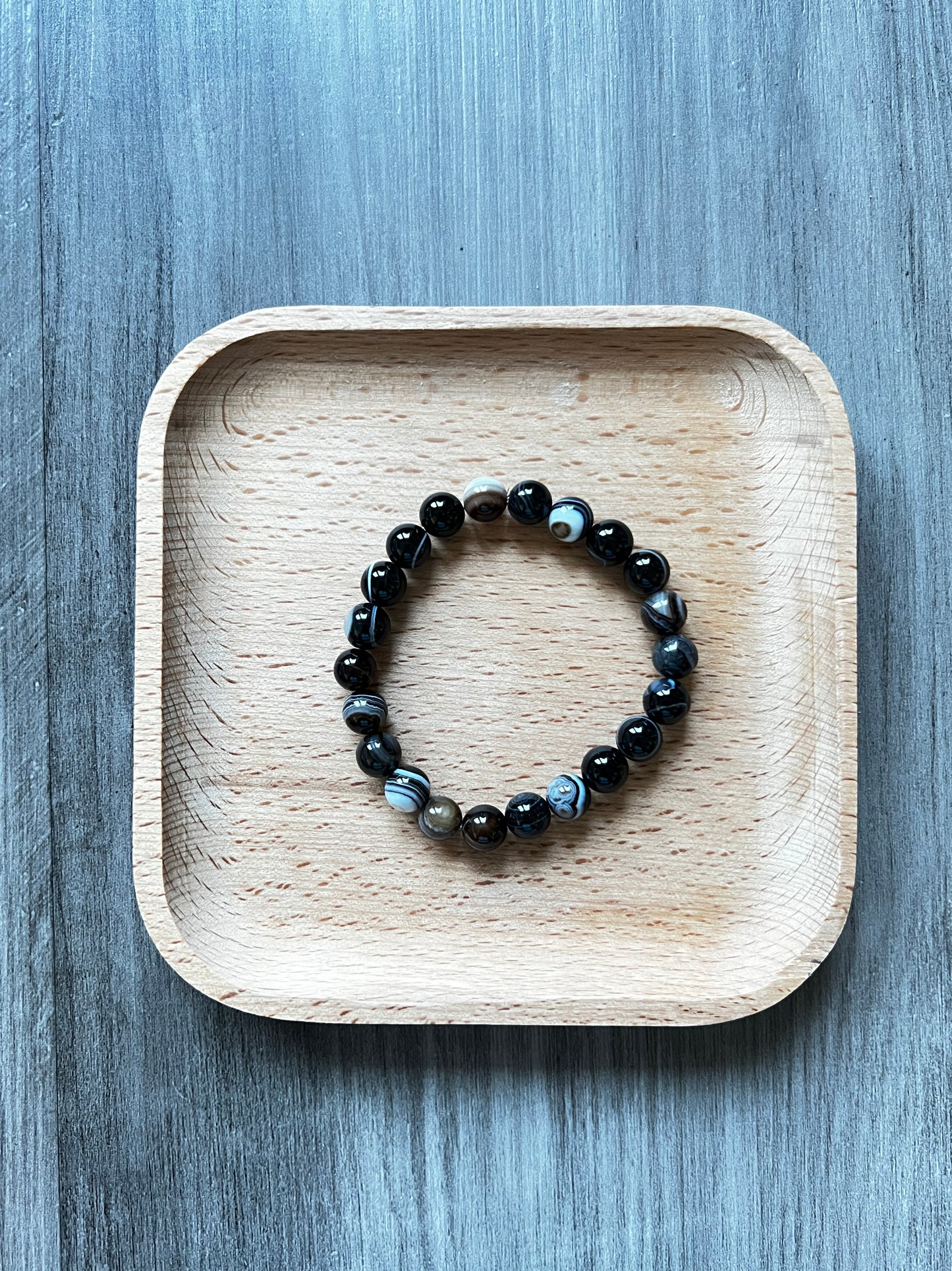 Black Sardonyx Agate Bracelet - 8 mm