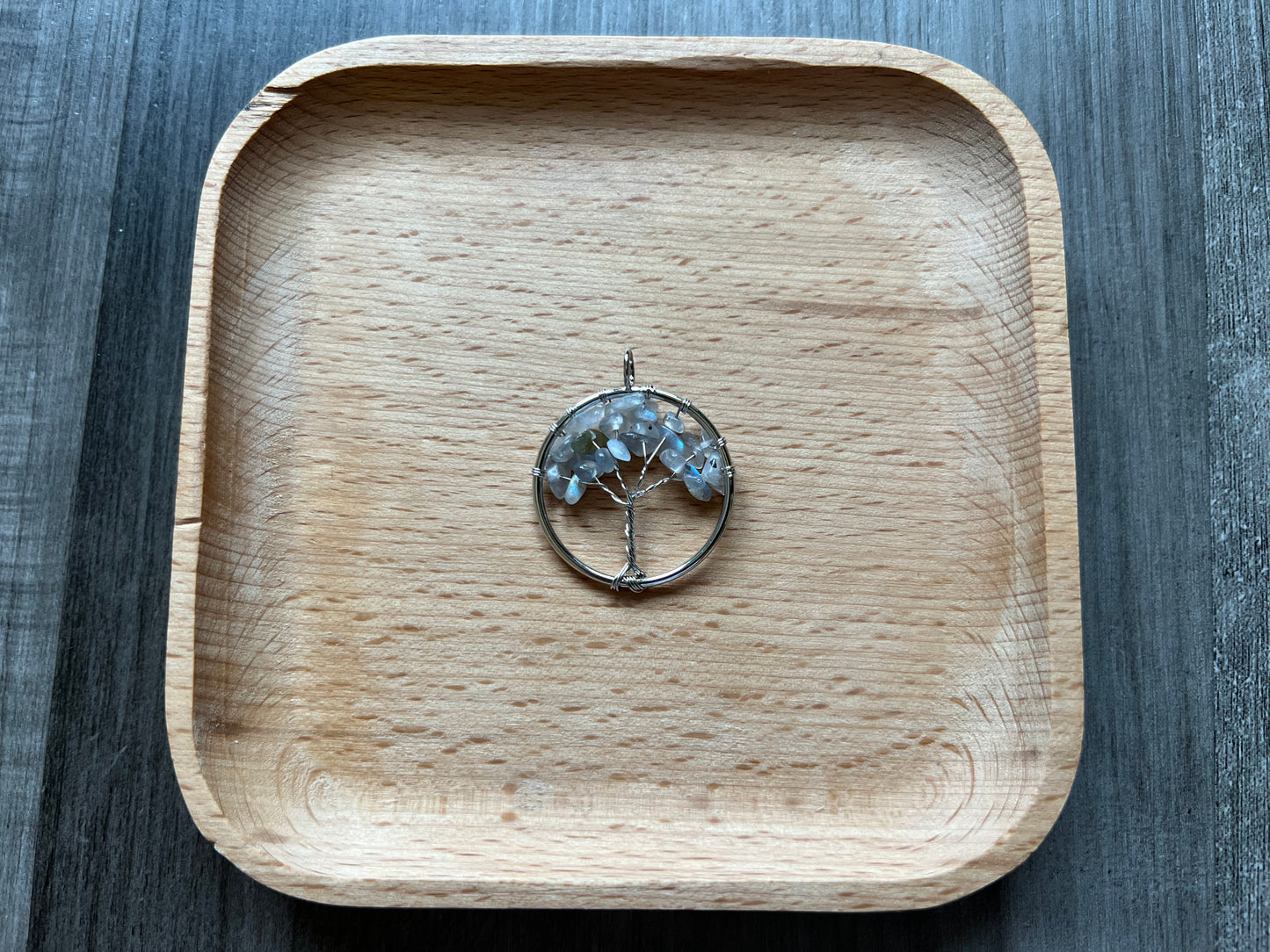 Aquamarine Tree of Life in Silver Circle