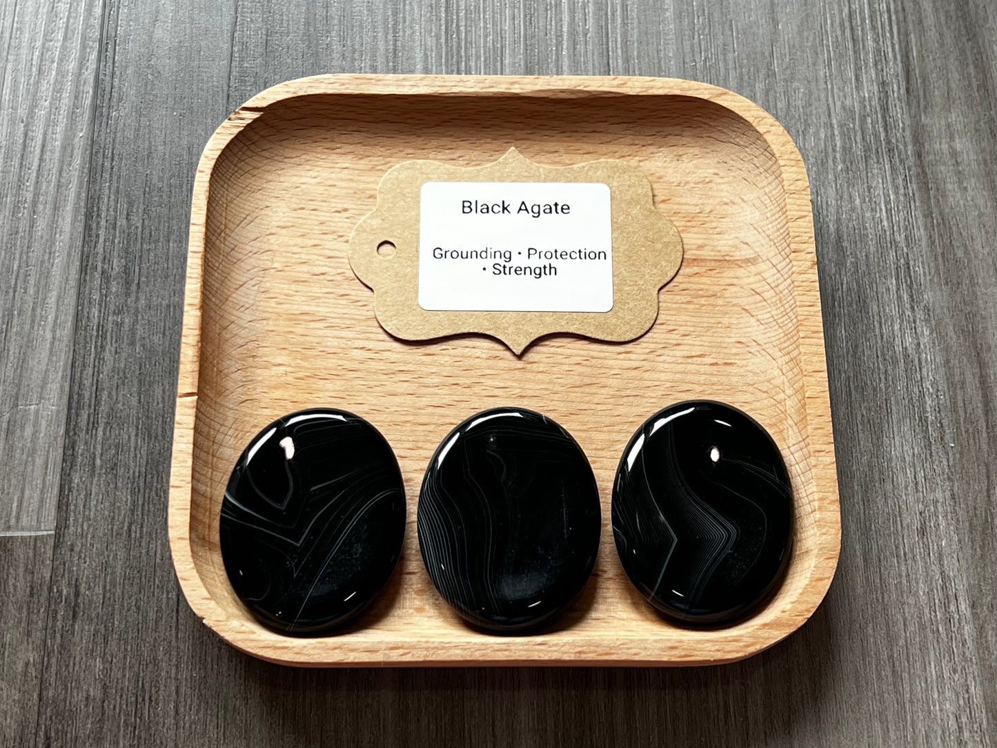 Black Agate Worry Stone