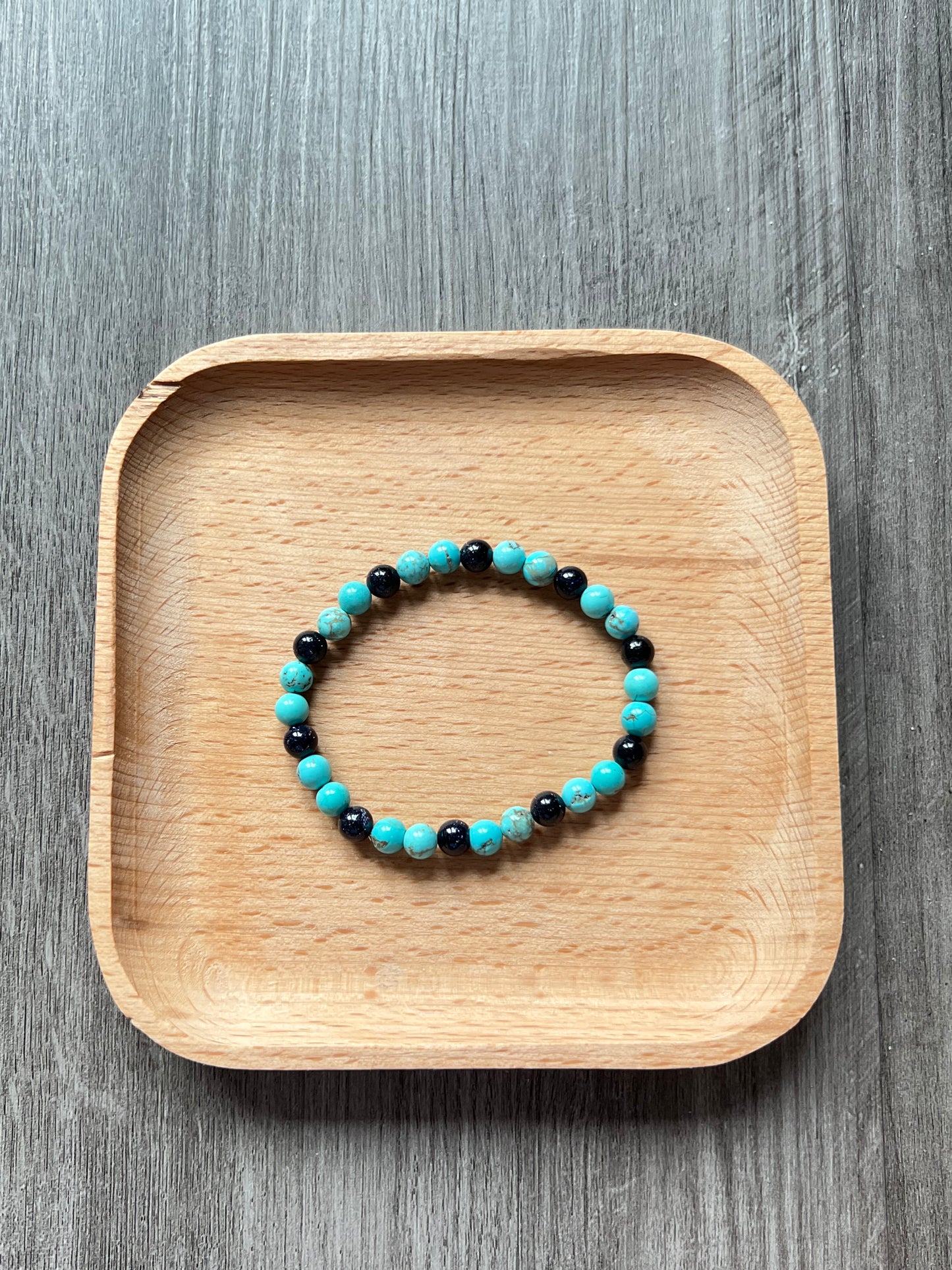 Turquoise and Disco Blue Sandstone Bracelet - 6 mm