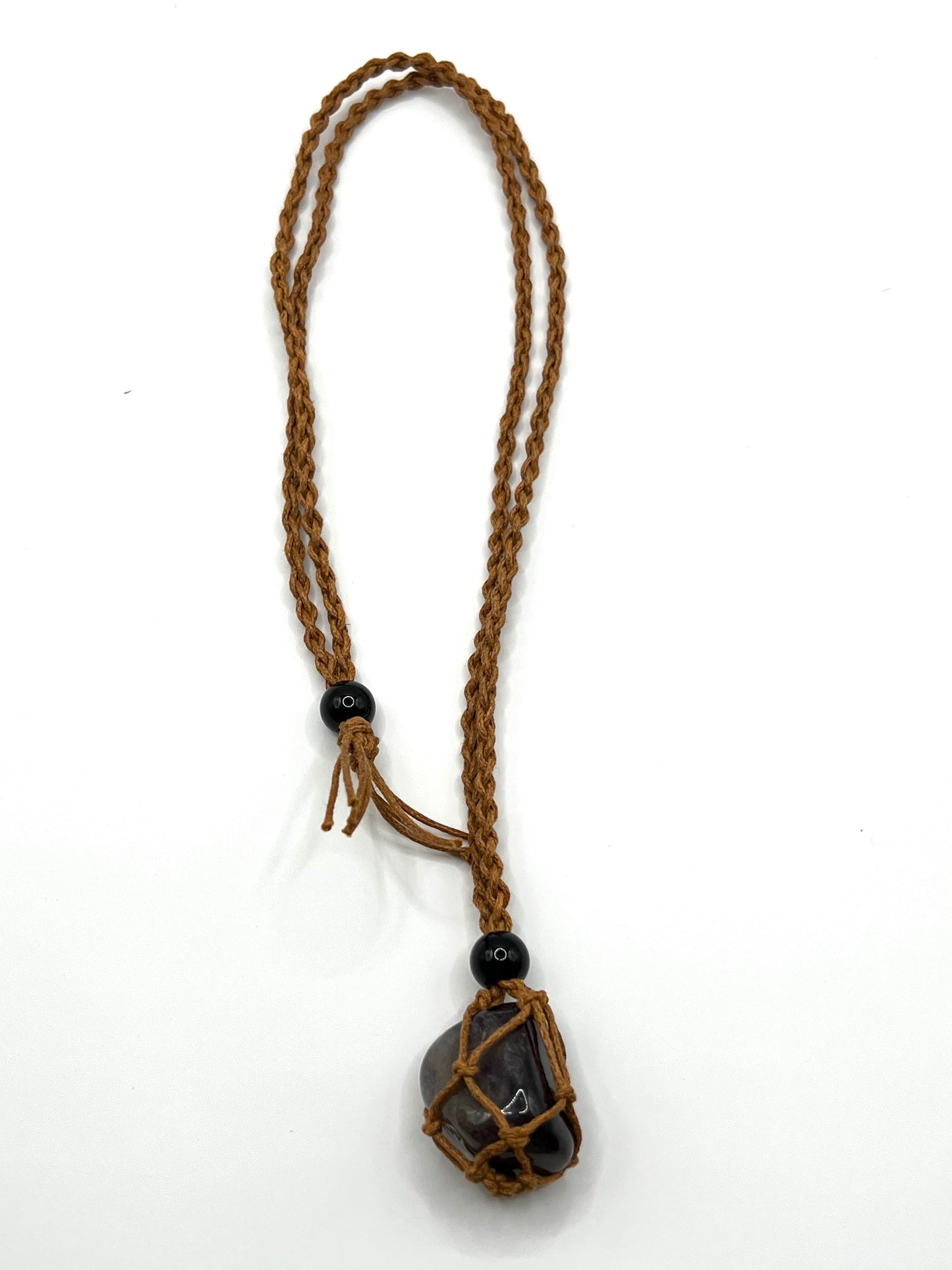 Brown Hemp Necklace w/ Moss Agate