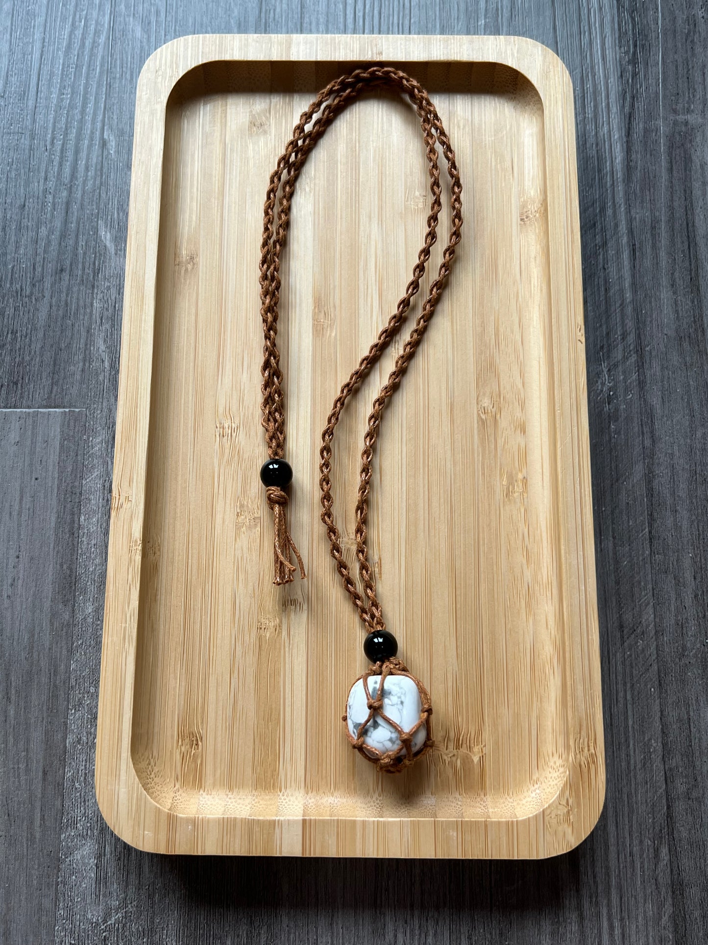 Brown Hemp Necklace w/ White Howlite