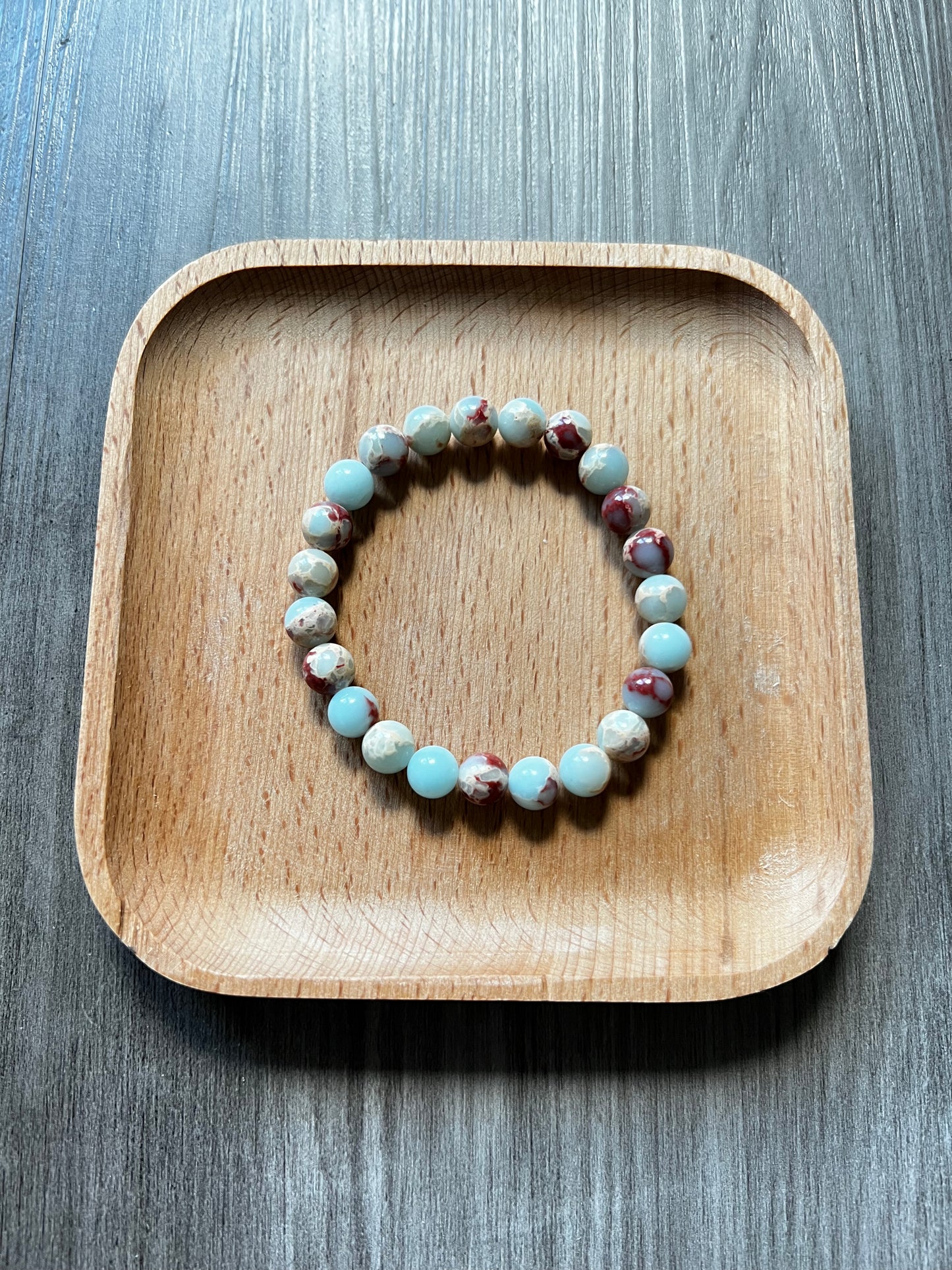 Aqua Snake Skin Jasper Bracelet - 8 mm