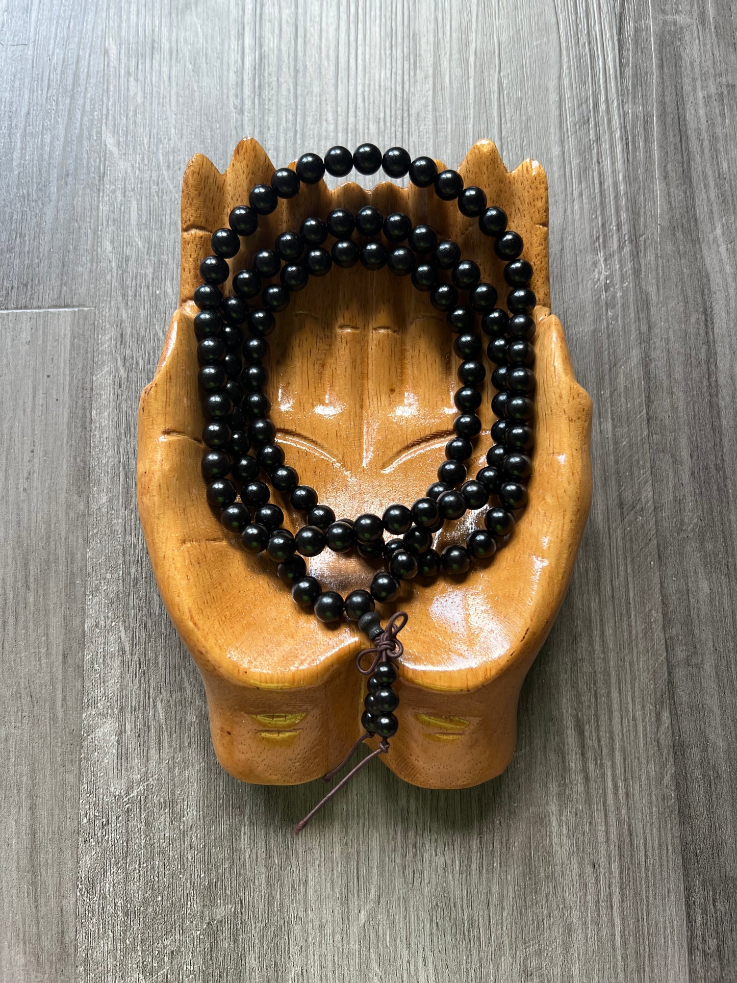 Indonesia Ebony Blackwood Mala Bead Necklace - 8 mm