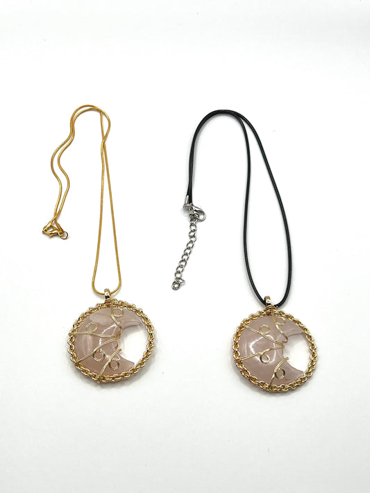 Rose Quartz Moon Pendant