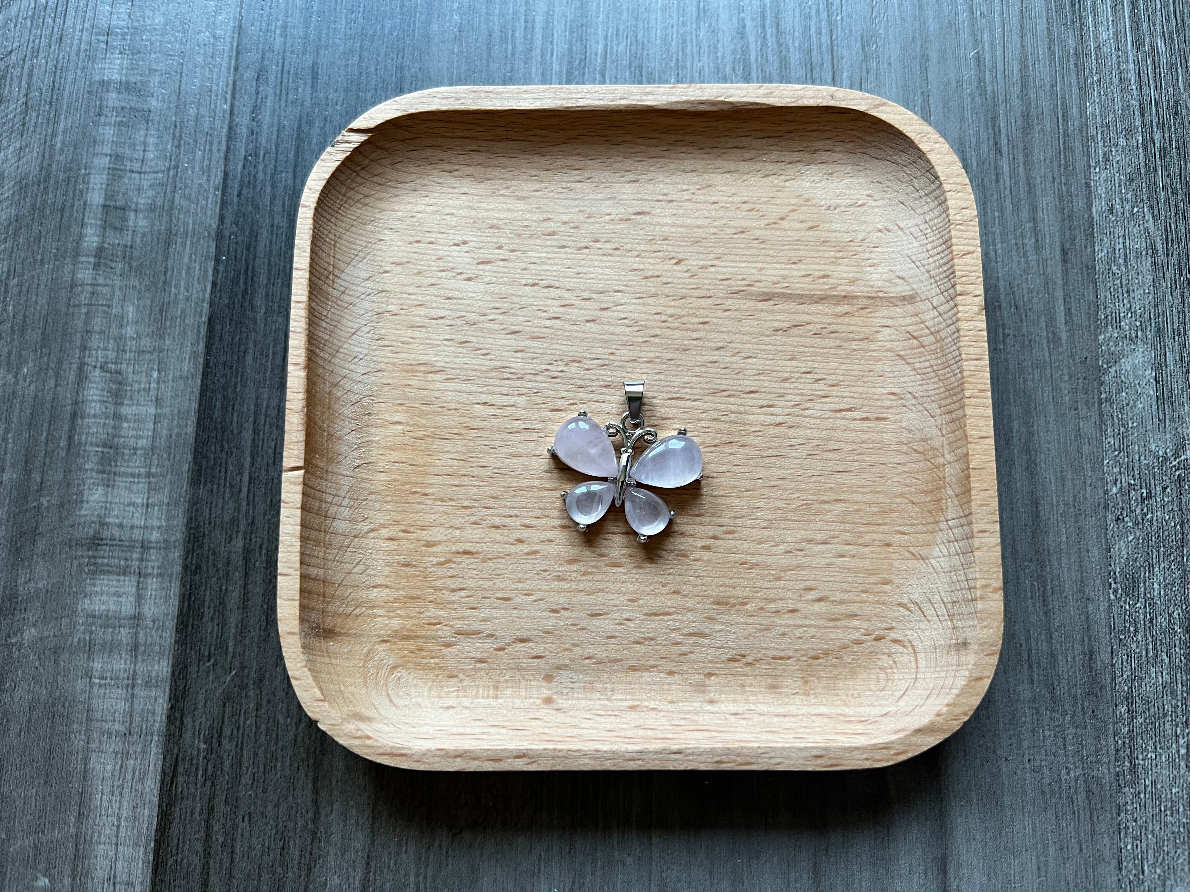 Rose Quartz Butterfly Pendant Necklace