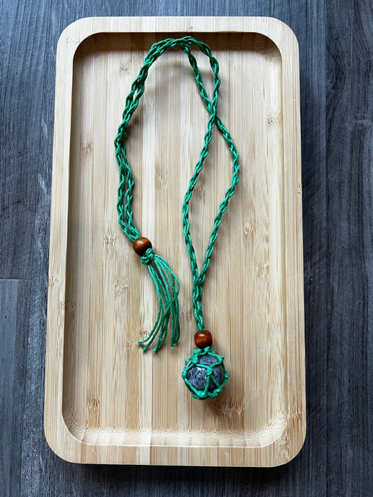 Green Hemp Necklace w/ Labradorite Stone
