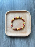 Honey Calcite, Orange Calcite, and Scarlet Red Sea Sediment Jasper Bracelet - 8 mm