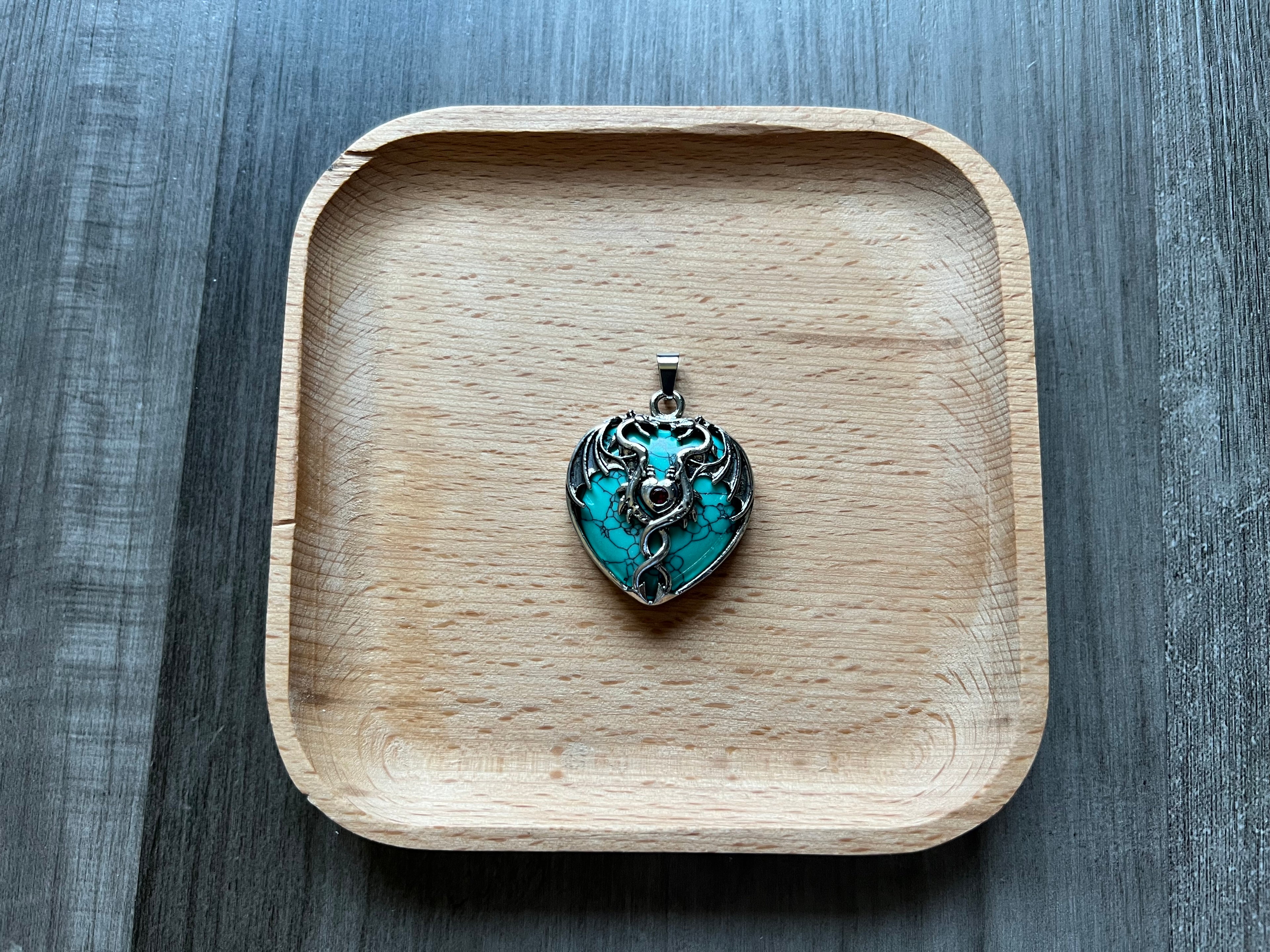 Turquoise Dragon Heart Pendant Necklace