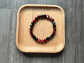 Fire Red Agate, Black Labradorite, and Black Tourmaline Bracelet - 8 mm