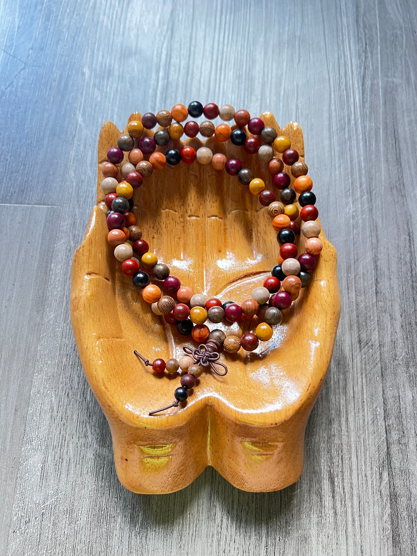 Natural Mixed Rosewood Mala Bead Necklace