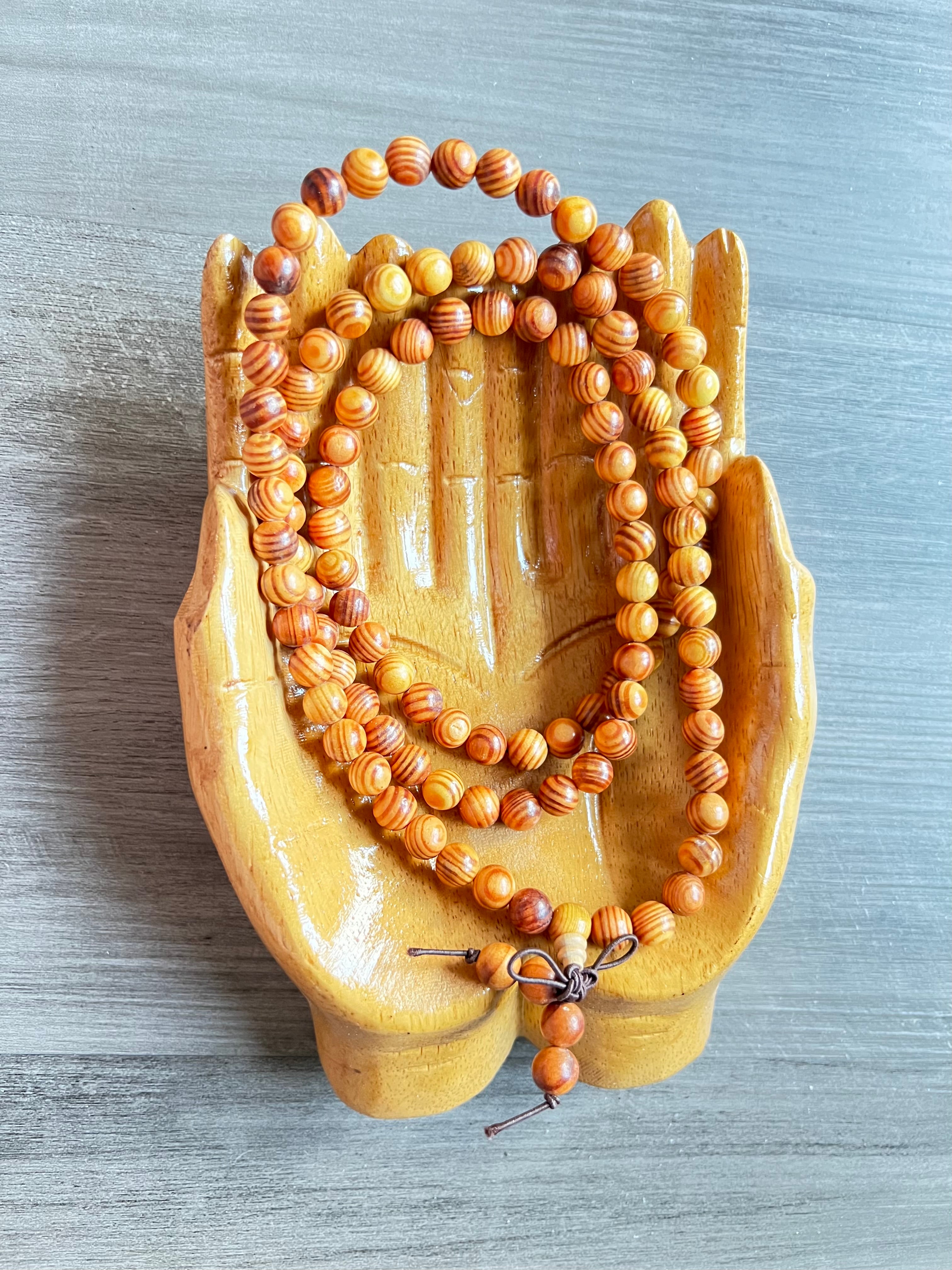 Indonesia Agathis Alba Kingwood Mala Bead Necklace