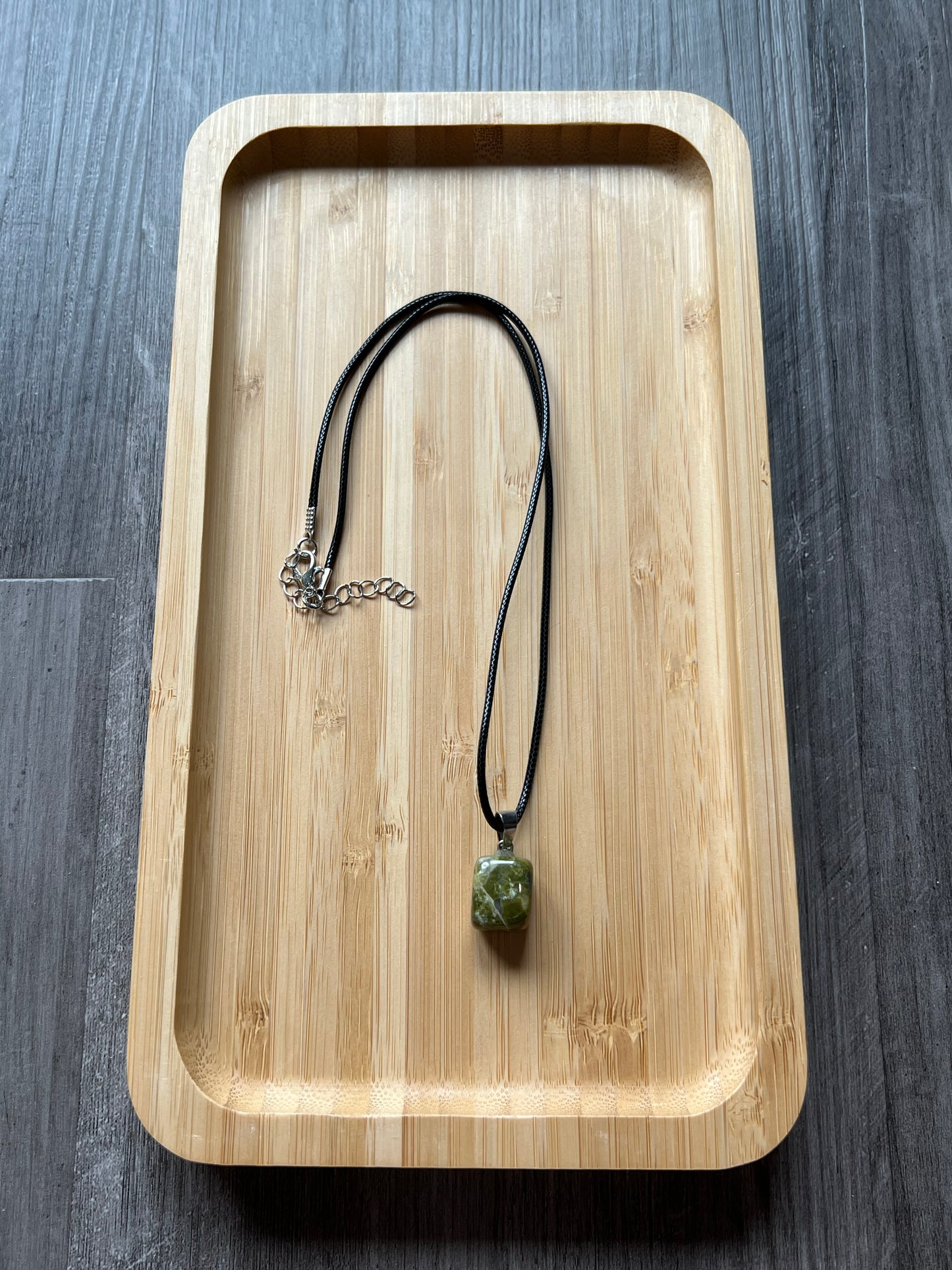 Unakite Cube Crystal Necklace