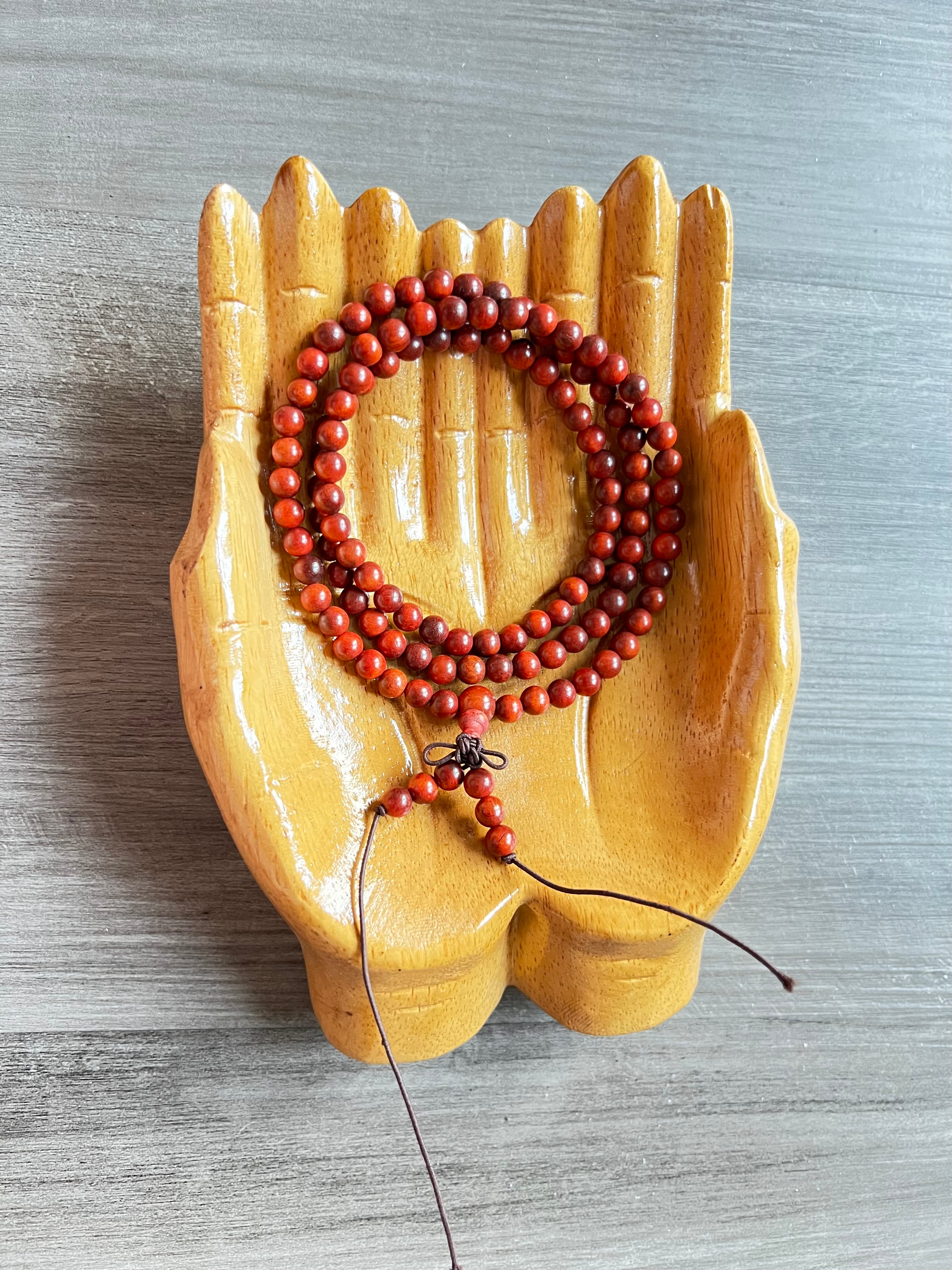Natural Dragon Bloodwood Red Agathis Alba Mala Bead Necklace