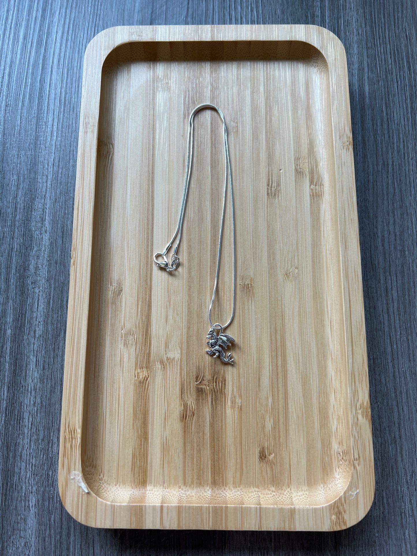 Silver Dragon on Silver Snake Chain