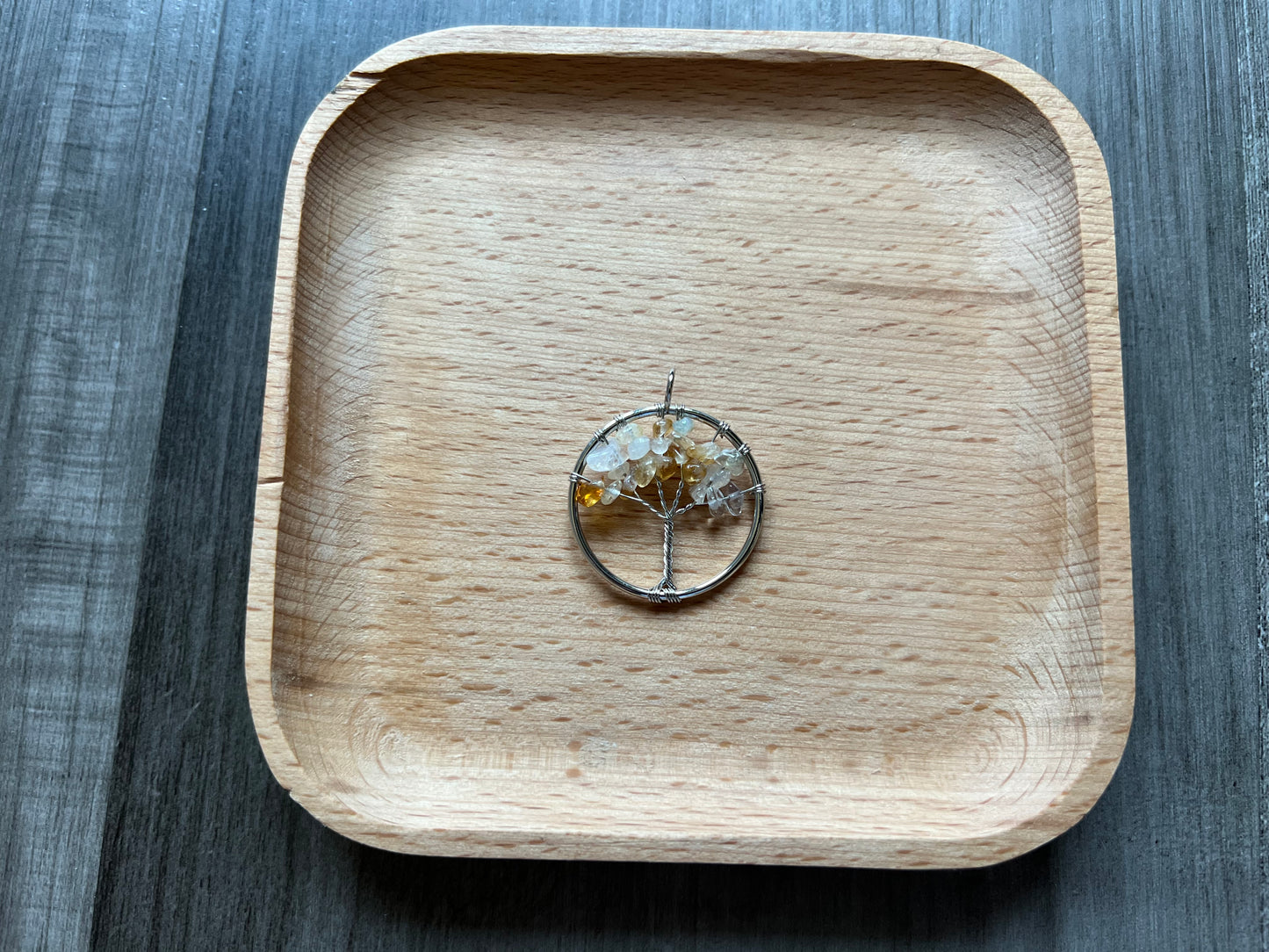 Citrine Tree of Life in Silver Circle