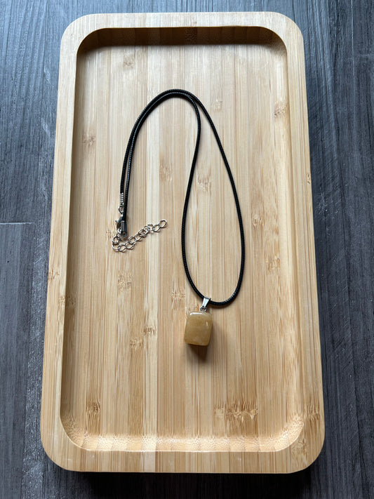 Yellow Jade Cube Crystal Necklace