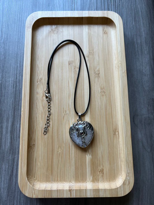 Clear Quartz Dragon Heart Pendant