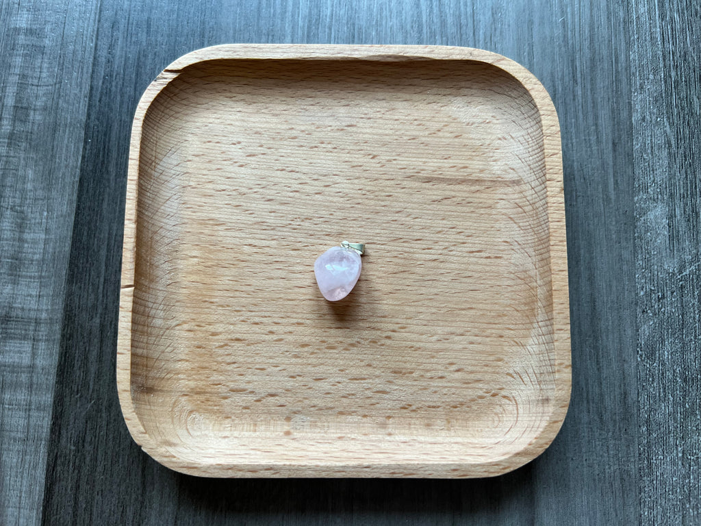 Rose Quartz Tumbled Stone Pendant Necklace