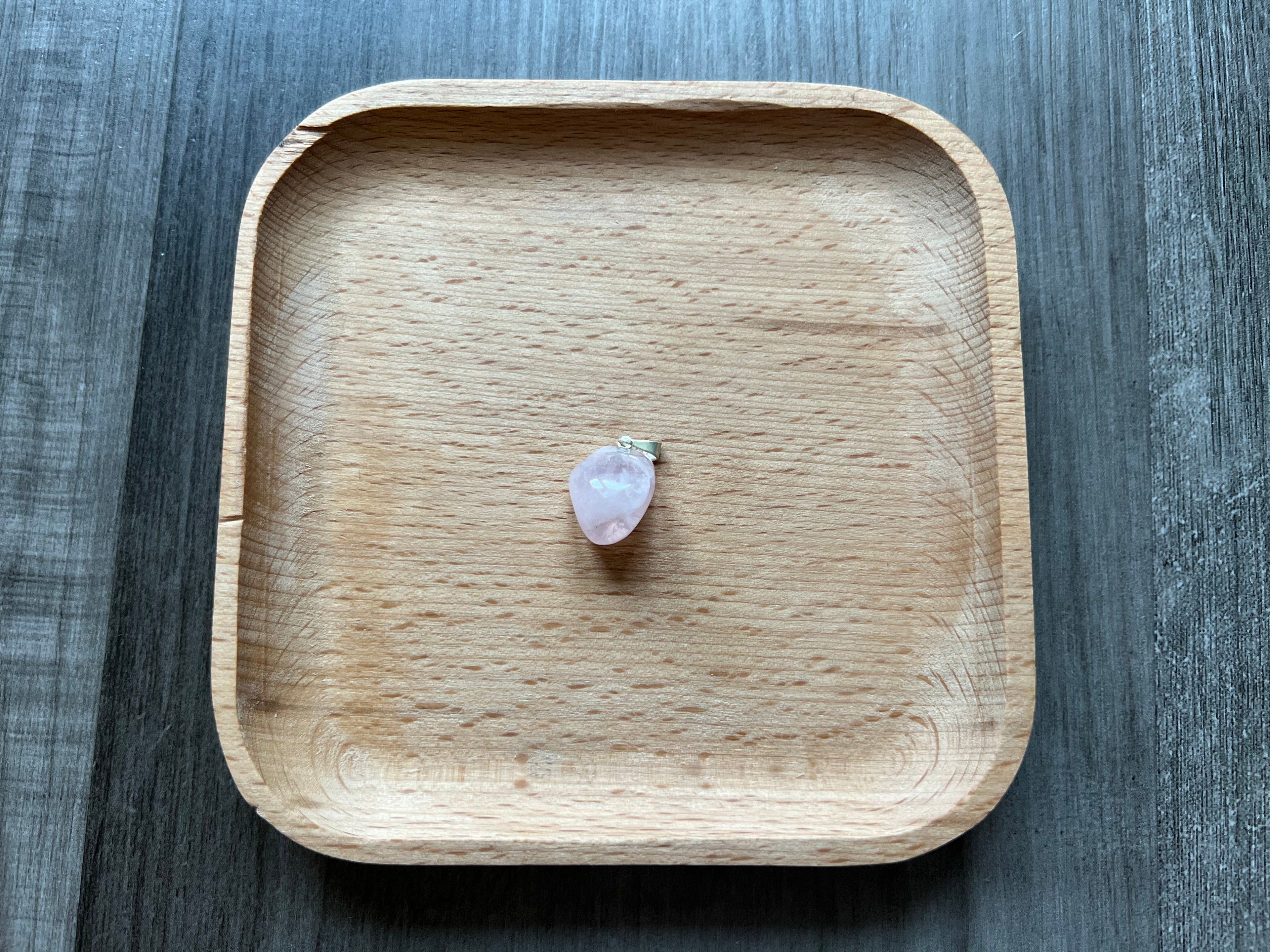 Rose Quartz Tumbled Stone Pendant Necklace