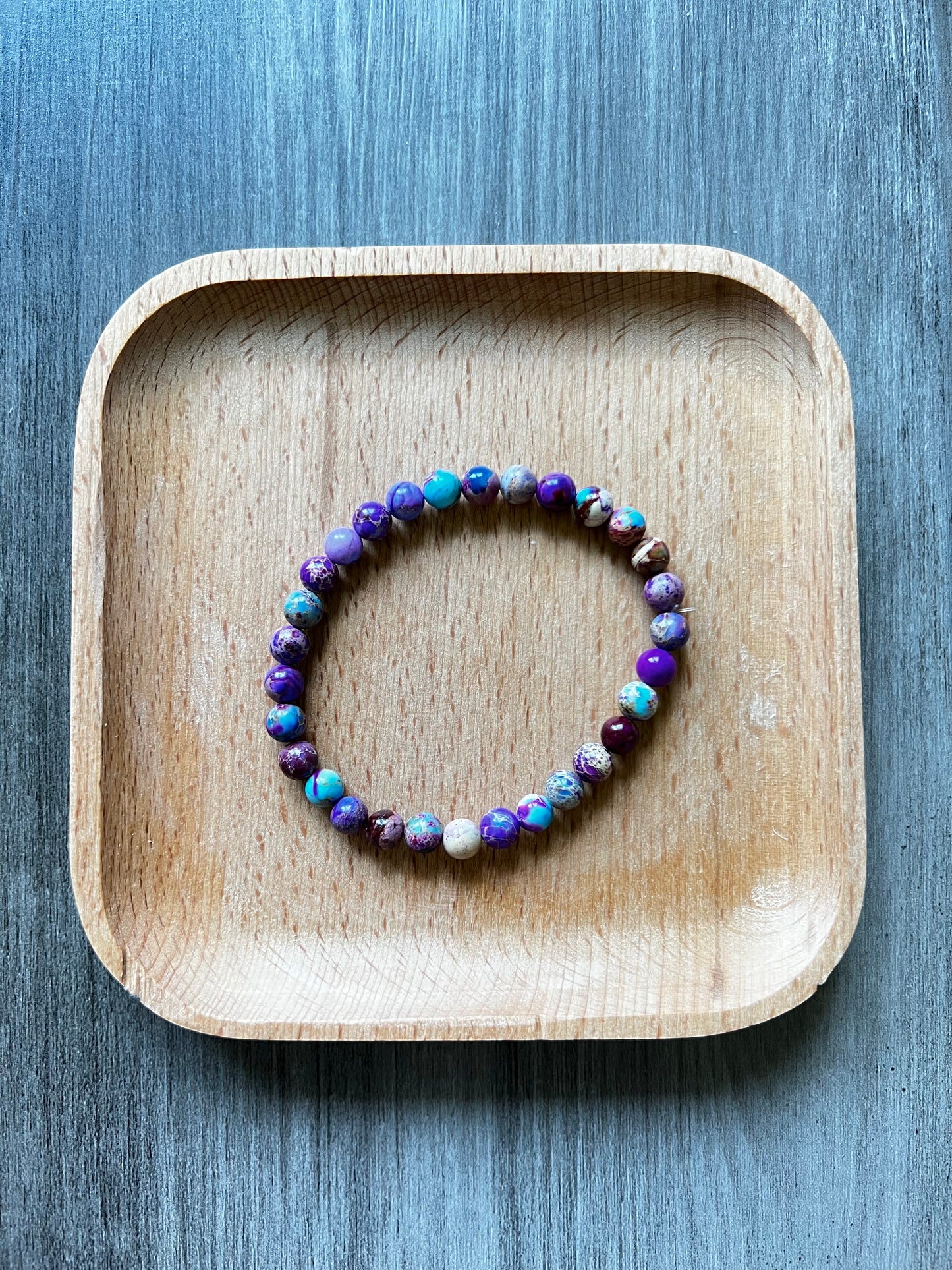 Purple & Blue Sea Sediment Jasper Bracelet - 6 mm