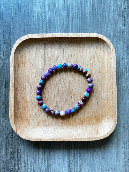 Purple & Blue Sea Sediment Jasper Bracelet - 6 mm