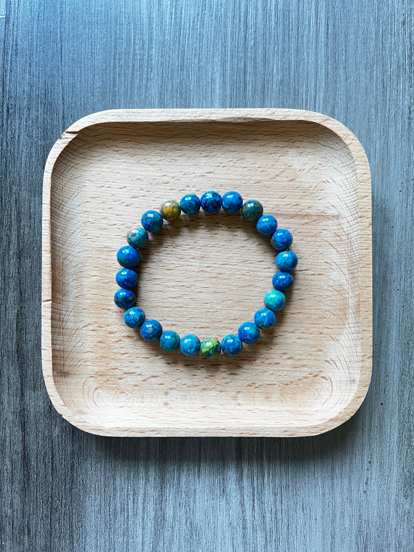 Peacock Blue Magnesite Turquoise Bracelet - 8 mm
