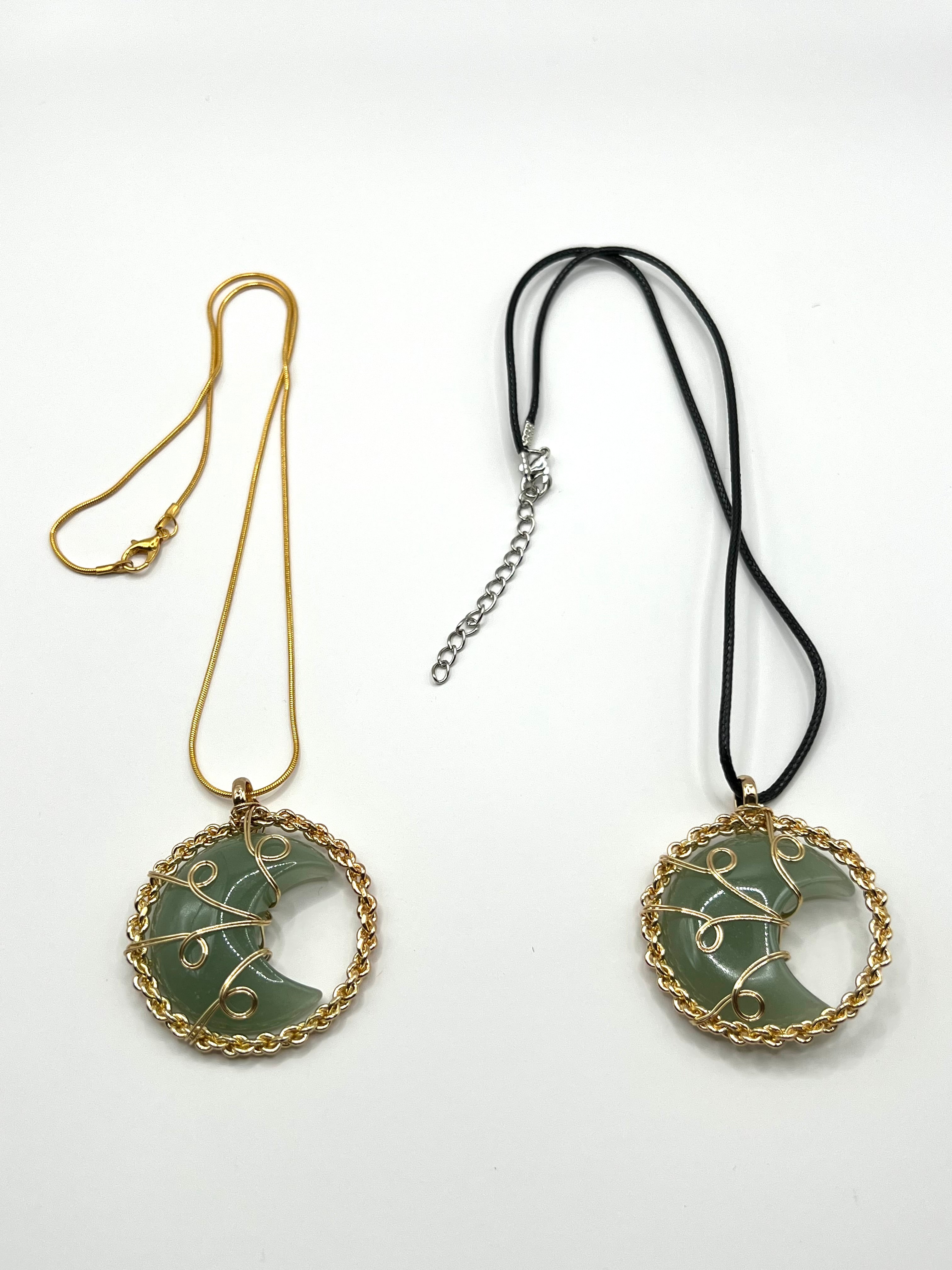 Green Aventurine Moon Pendant Necklace