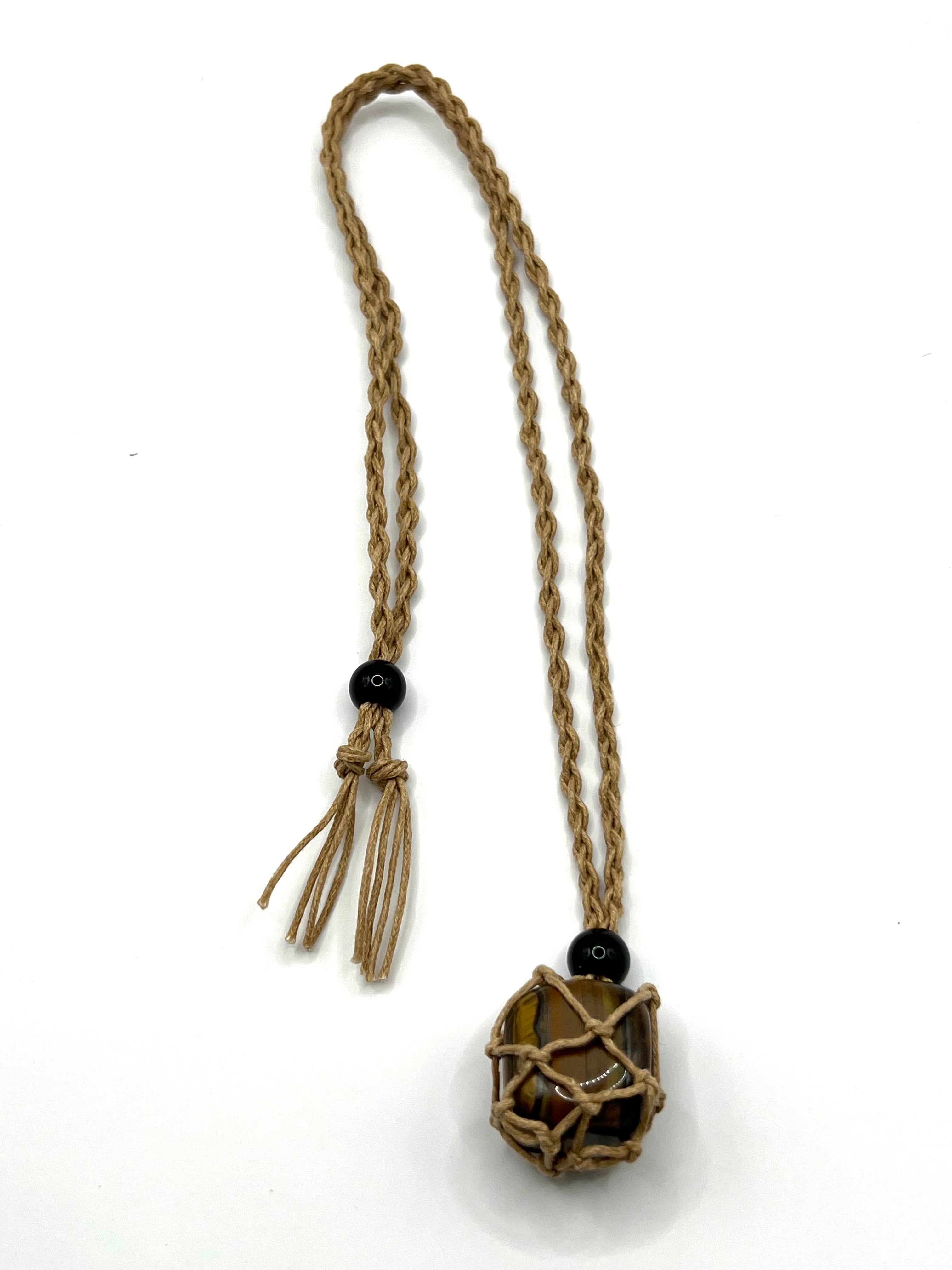 Light Brown Hemp Necklace w/ Tiger Eye Stone