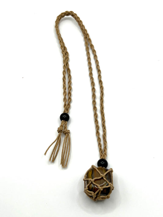 Light Brown Hemp Necklace w/ Tiger Eye