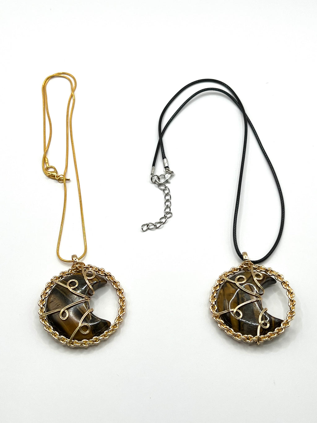 Tiger Eye Moon Pendant Necklace