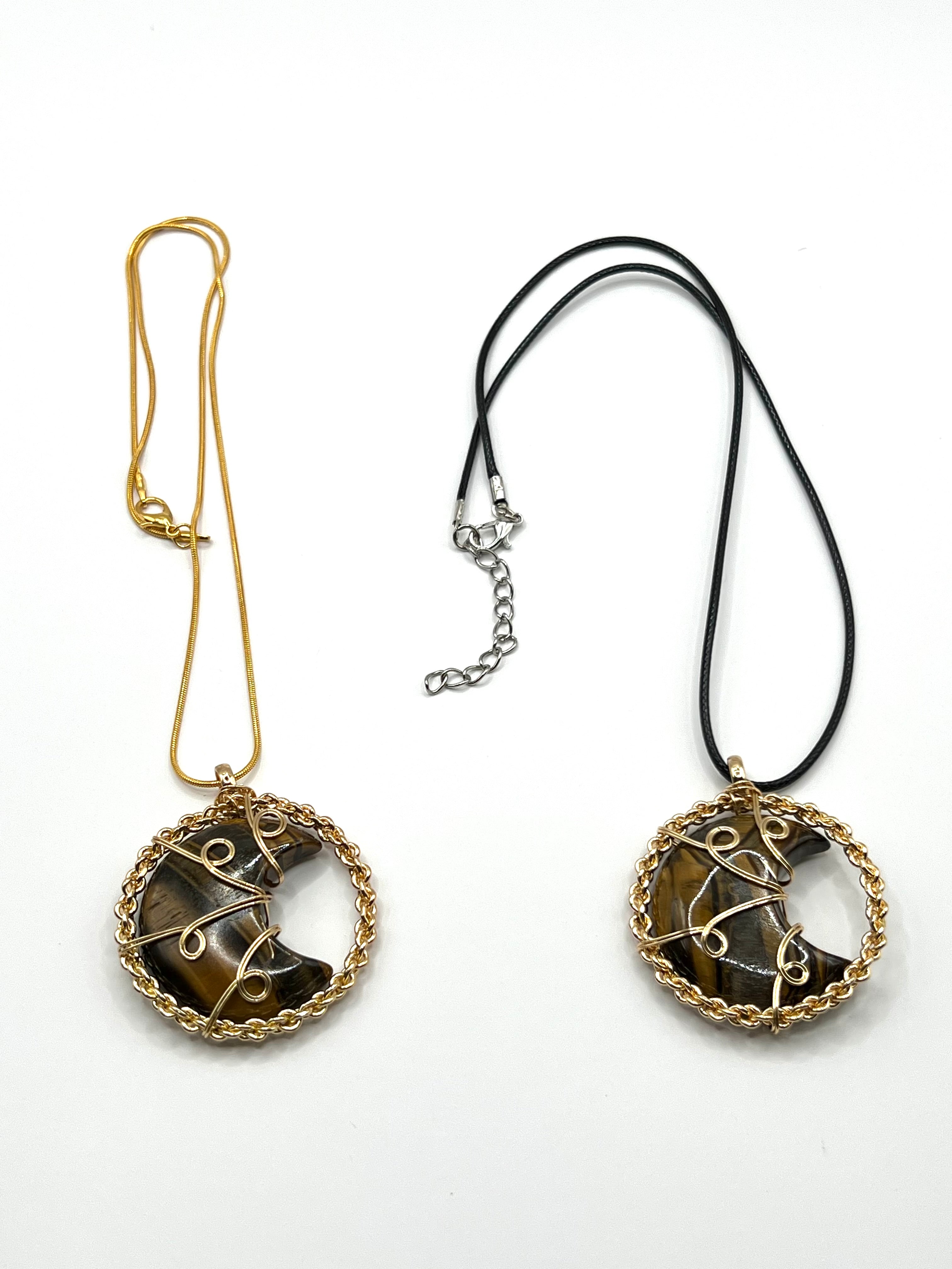 Tiger Eye Moon Pendant Necklace