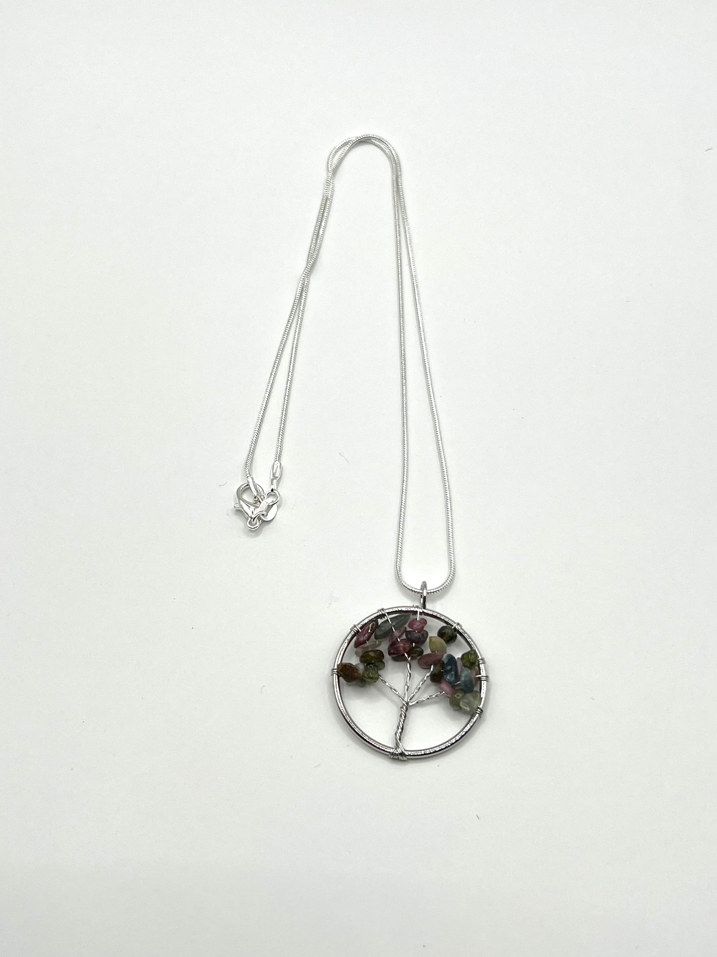 Tourmaline Tree of Life in Silver Circle