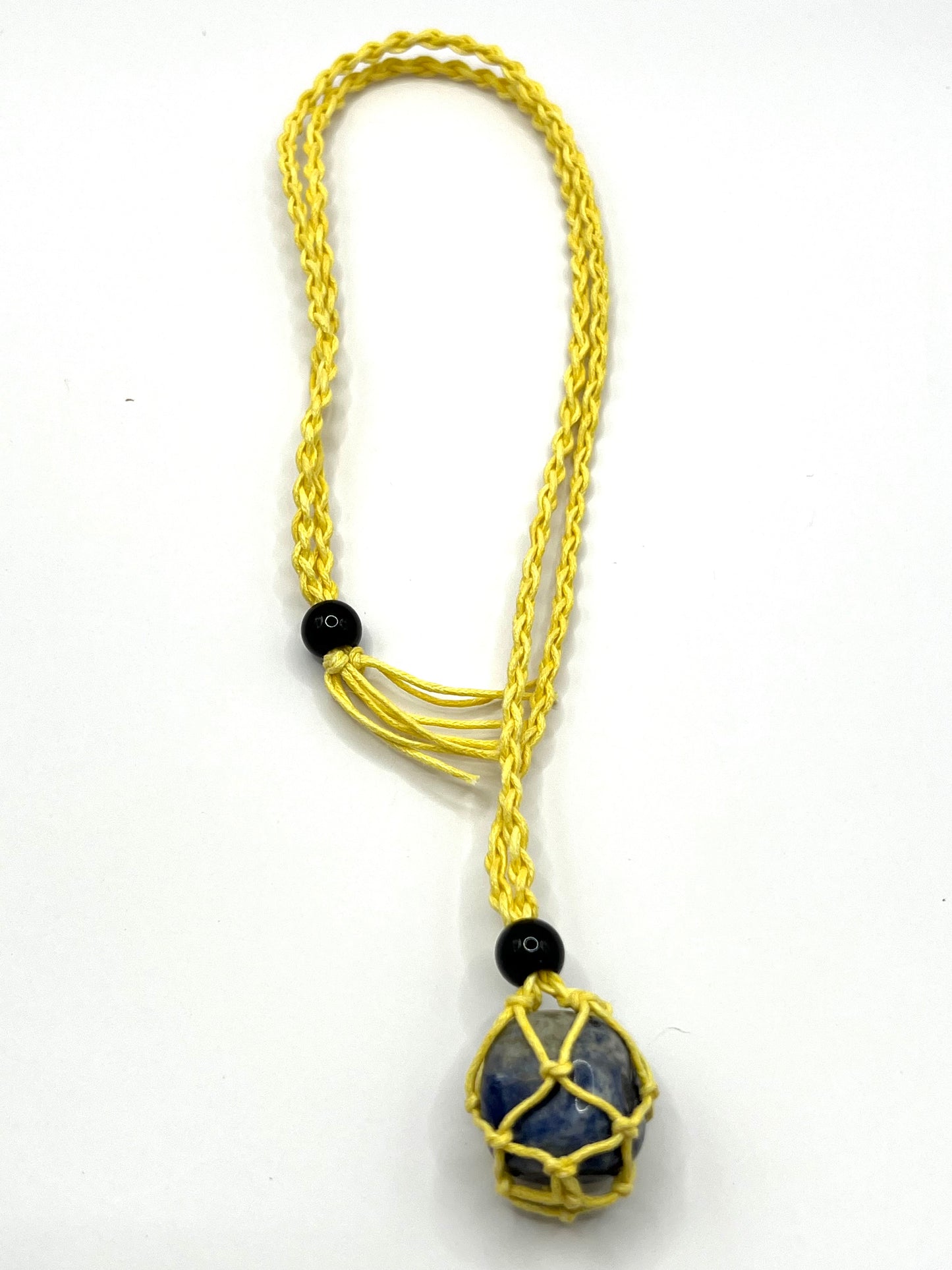 Yellow Hemp Necklace w/ Sodalite