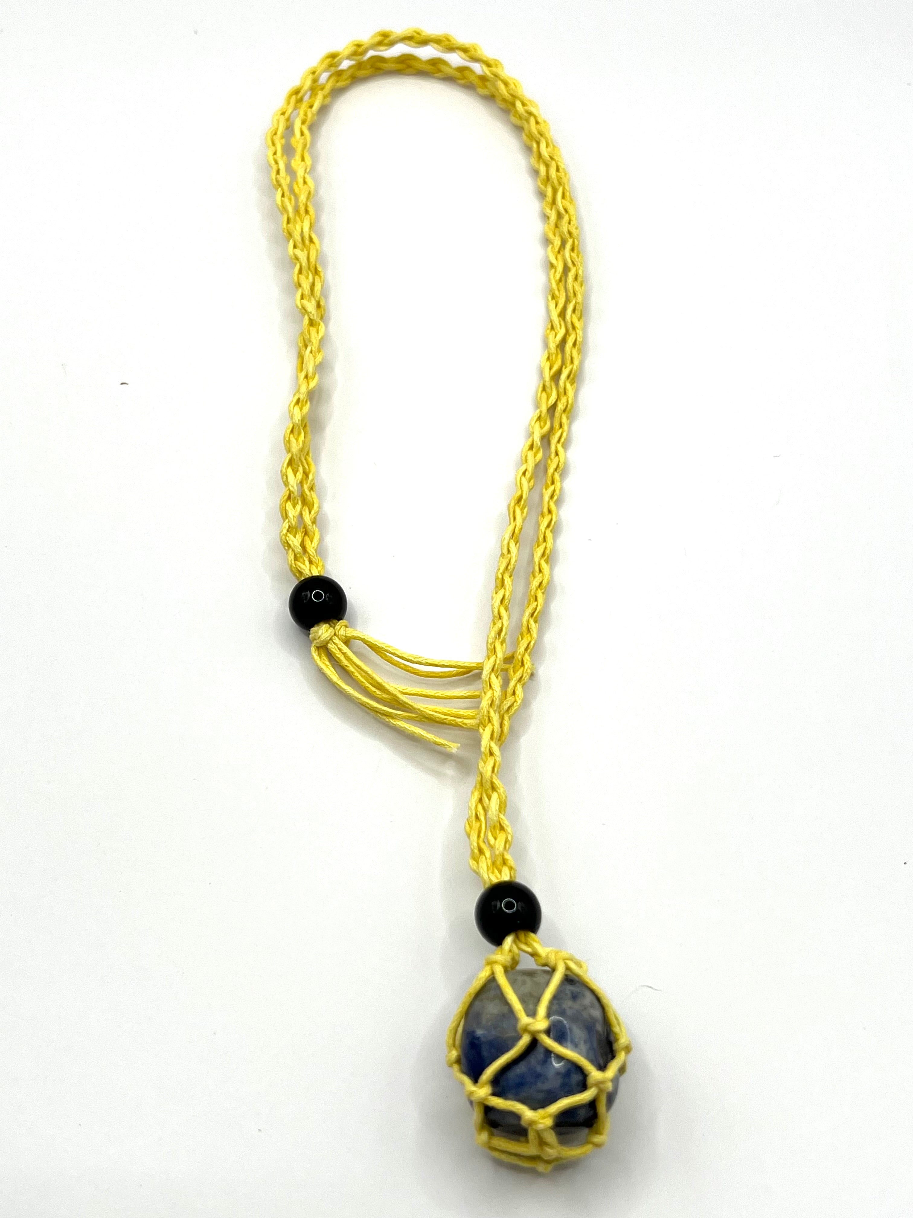 Yellow Hemp Necklace w/ Sodalite Stone