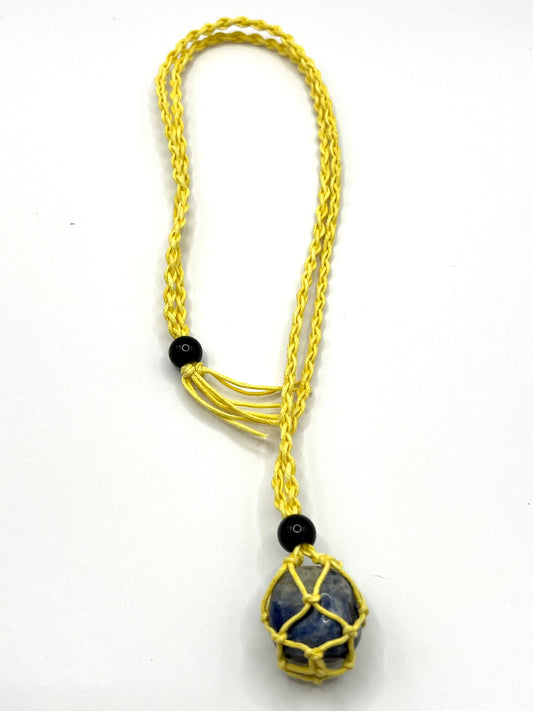 Yellow Hemp Necklace w/ Sodalite