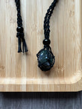 Black Hemp Necklace w/ Moss Agate Stone