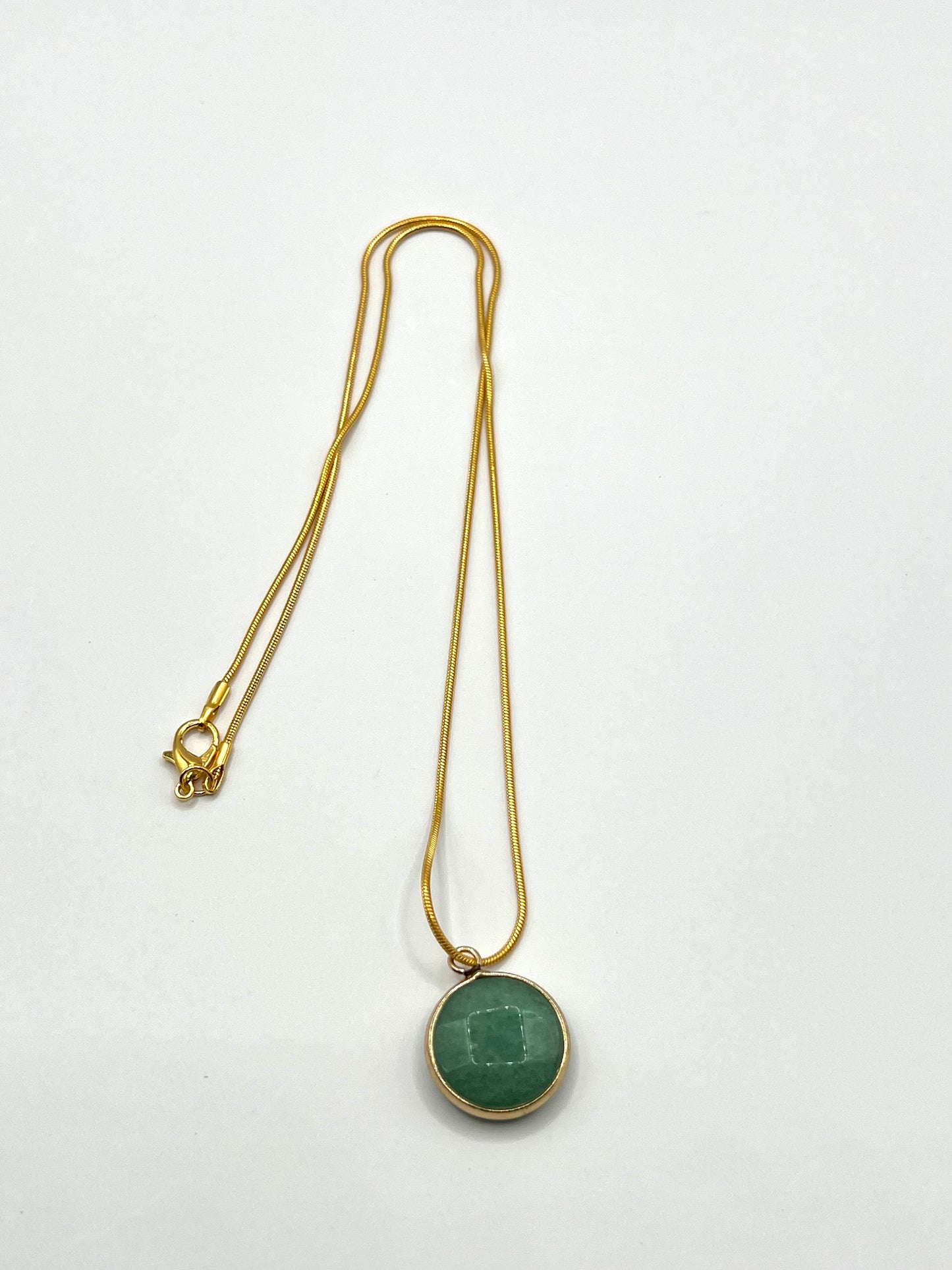 Green Aventurine Crystal Round Pendant Necklace