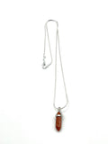 Gold Sandstone 1" Hexagon Silver Crystal Point Pendant Necklace