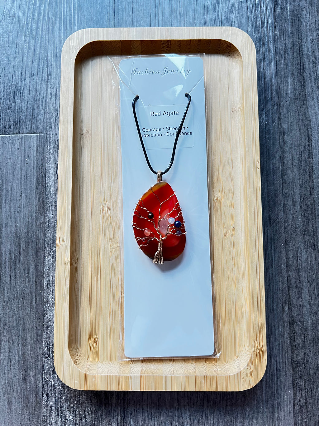 Red Agate Slice Chakra Pendant Necklace