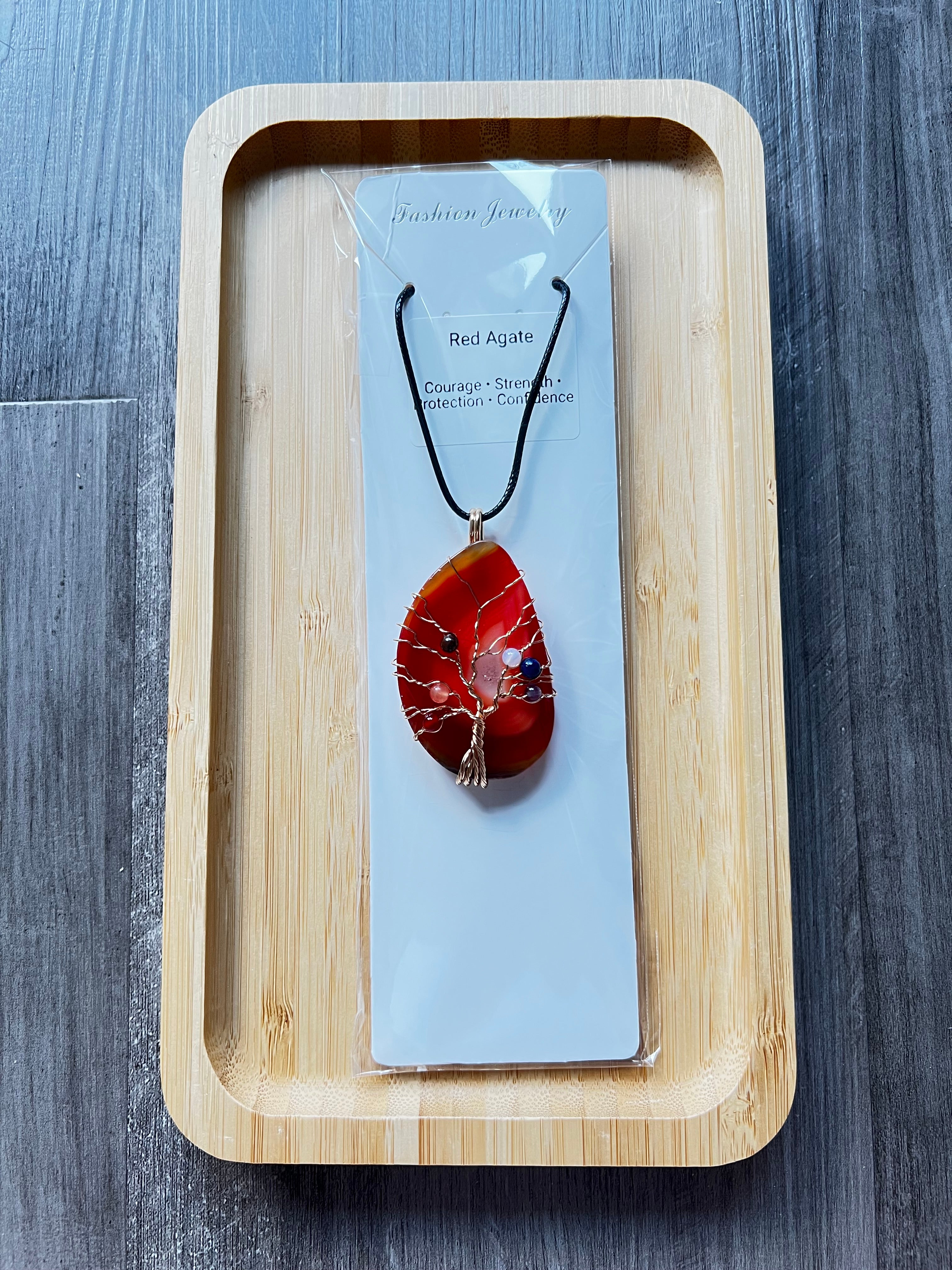 Red Agate Slice Chakra Pendant Necklace