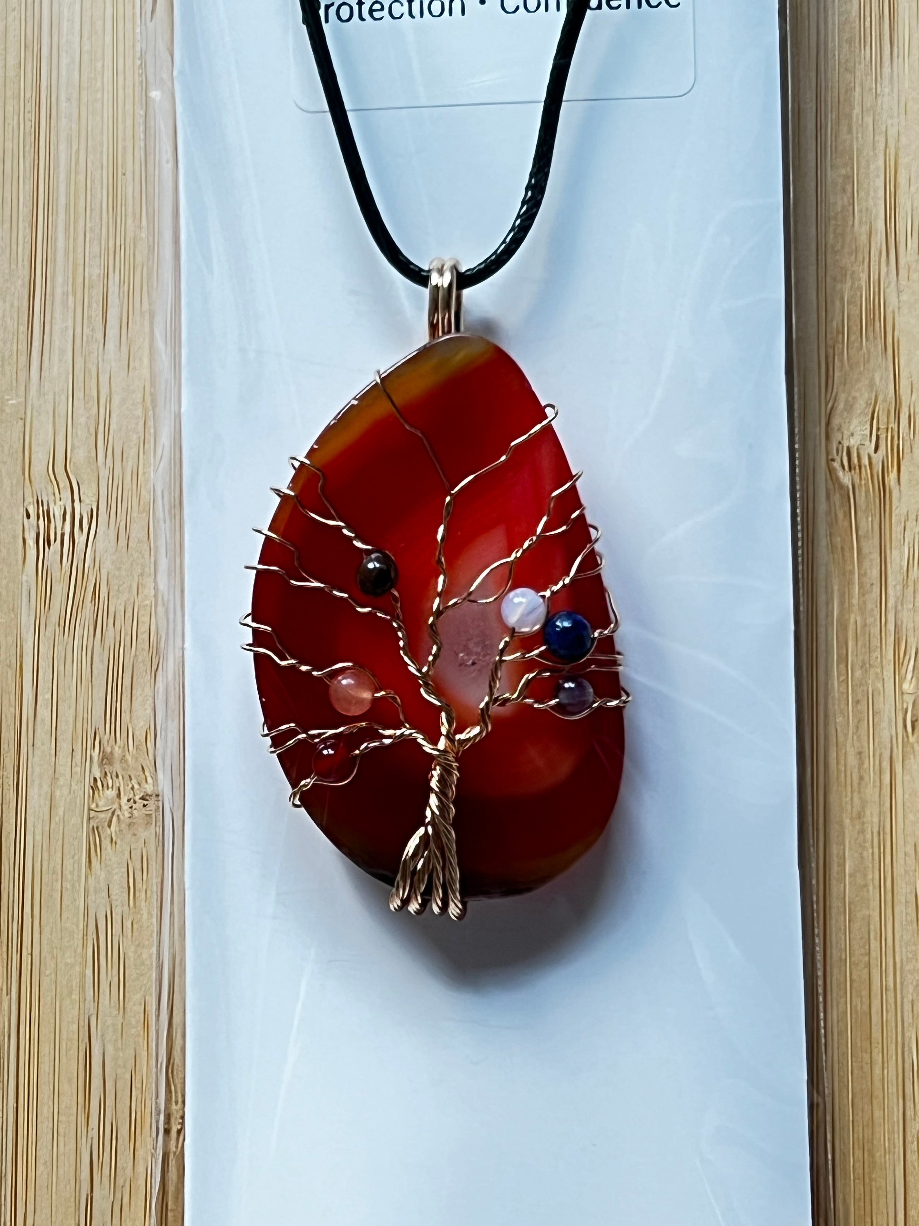 Red Agate Slice Chakra Pendant Necklace