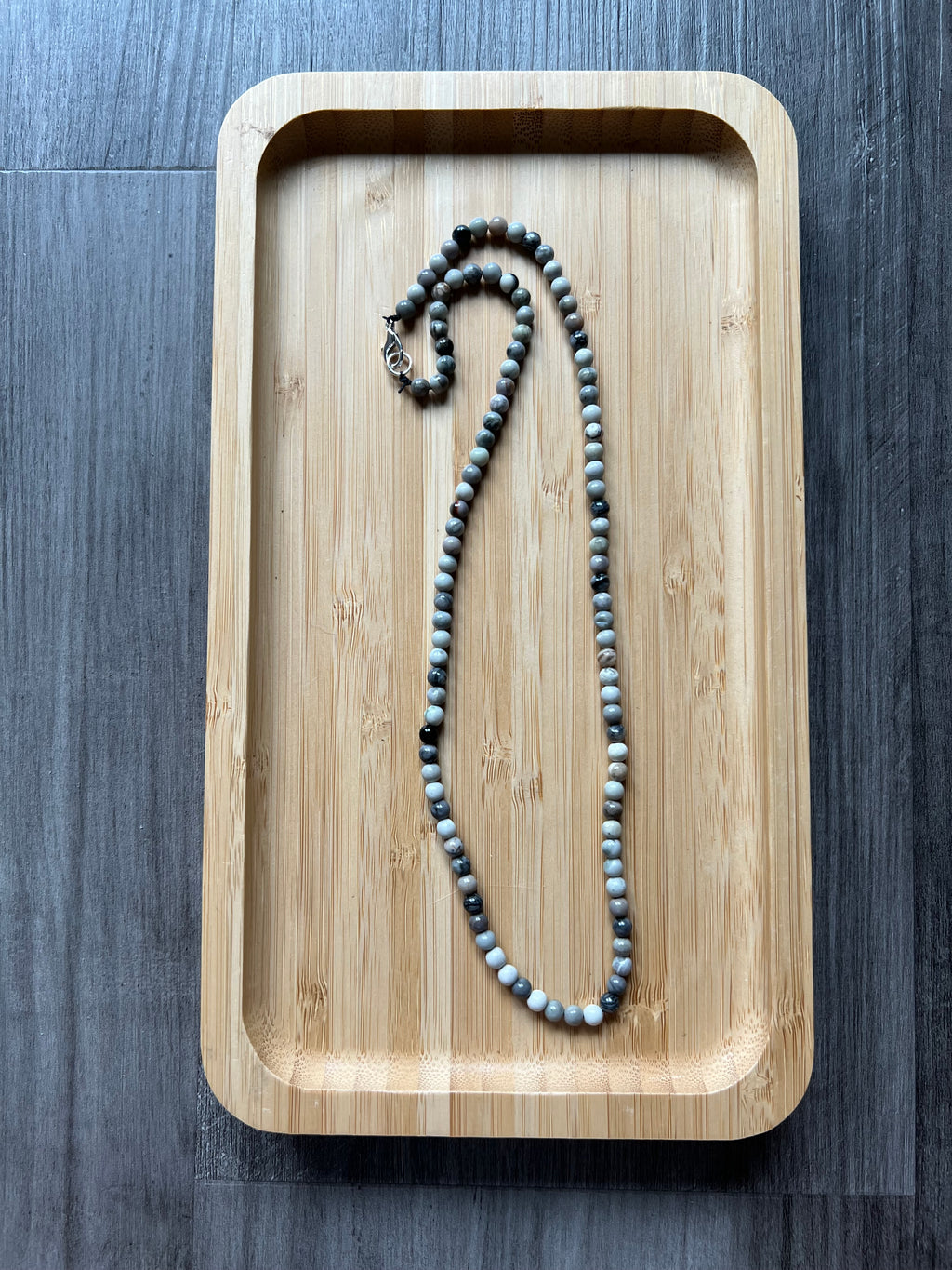 Grey Picasso Jasper Necklace - 4 mm