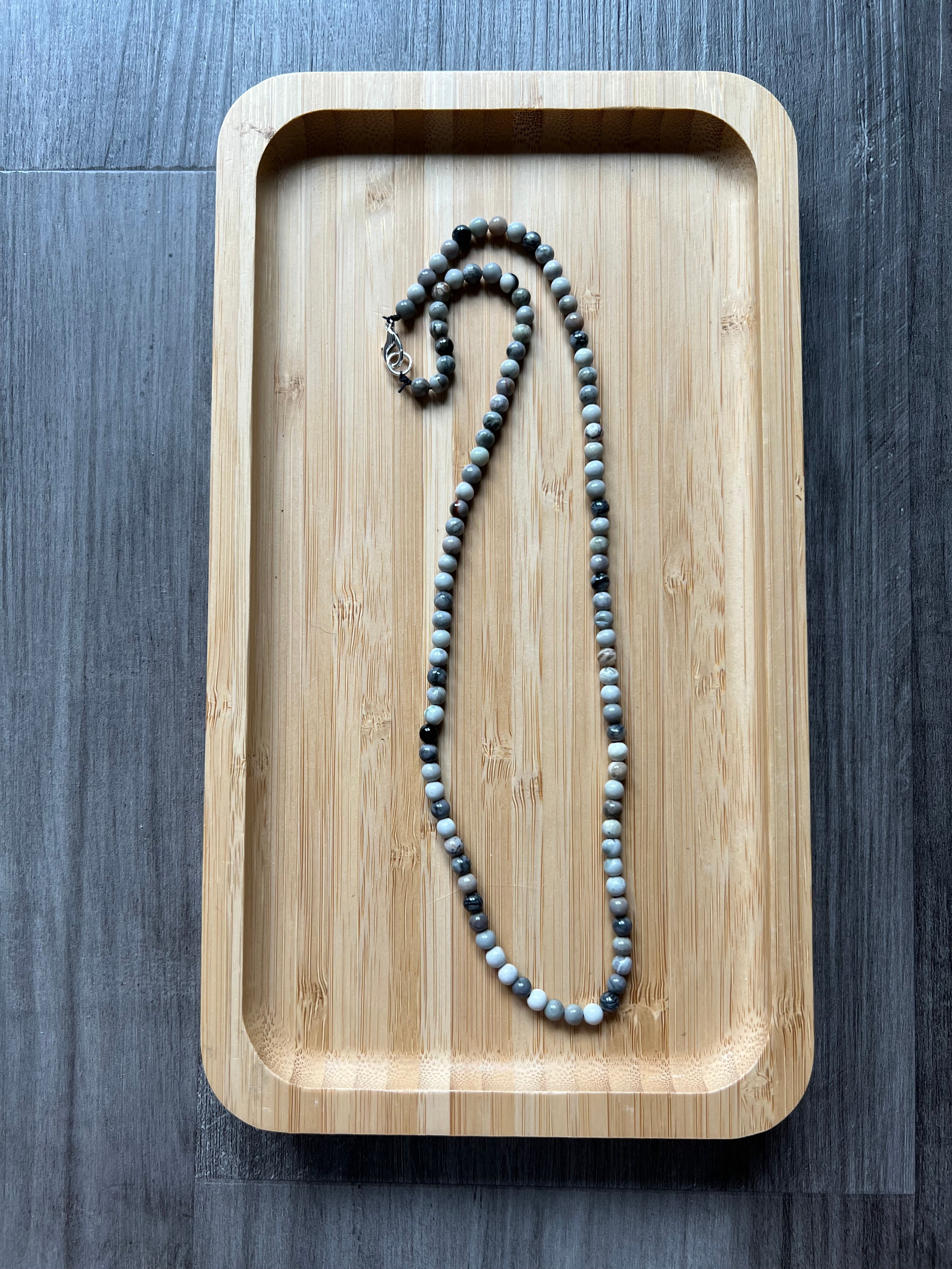Grey Picasso Jasper Necklace - 4 mm