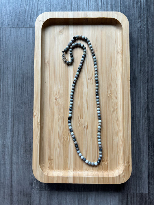 Grey Picasso Jasper Necklace - 4 mm