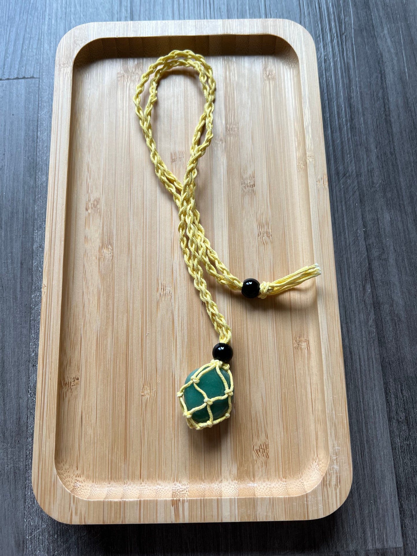 Yellow Hemp Necklace w/ Aventurine