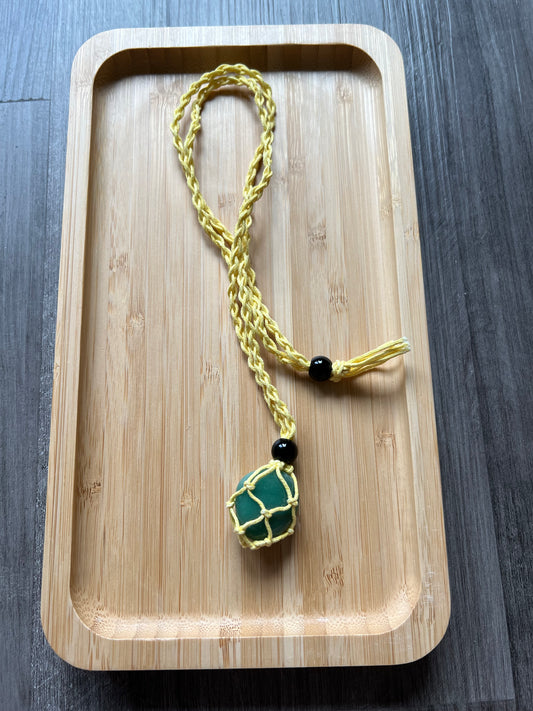 Yellow Hemp Necklace w/ Aventurine