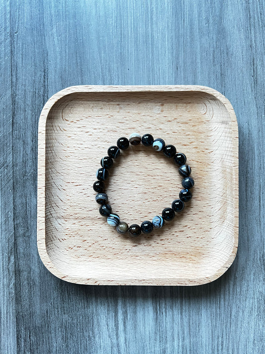 Black Sardonyx Agate Bracelet - 8 mm