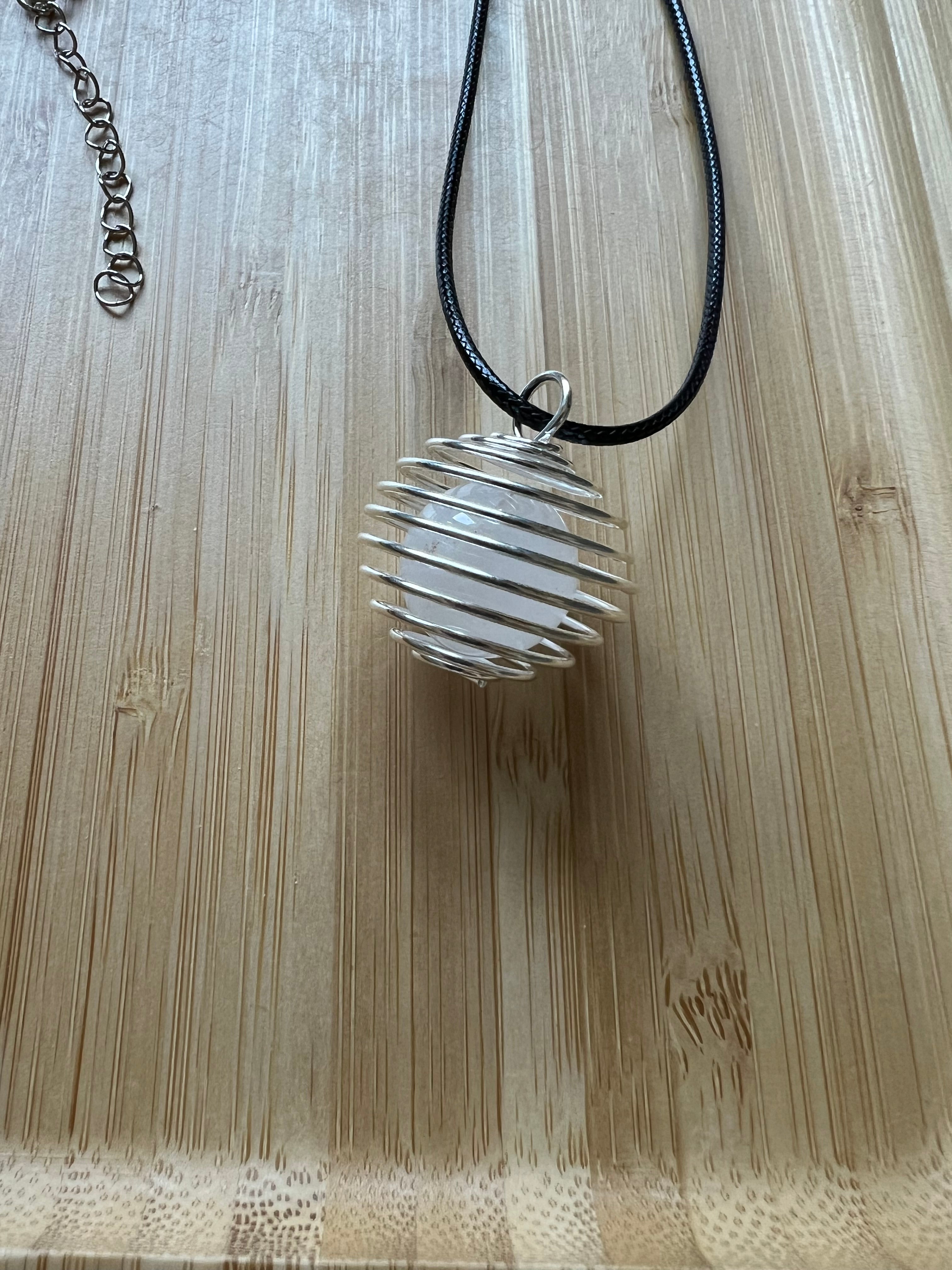 18 mm Clear Quartz Stone Necklace